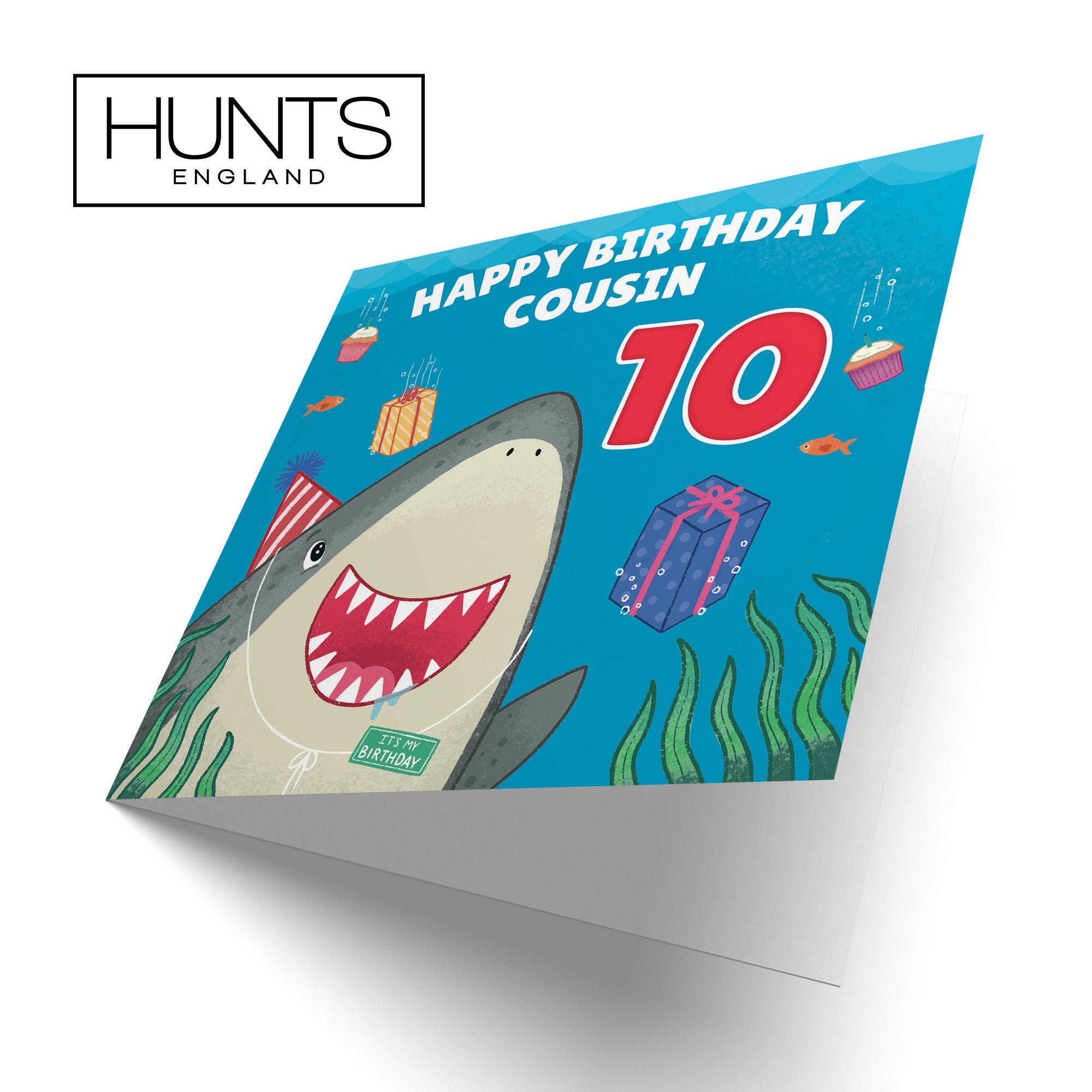 10th Cousin Boys / Girls Cute Shark Birthday Card Ocean - Default Title (B09W2XTQFM)