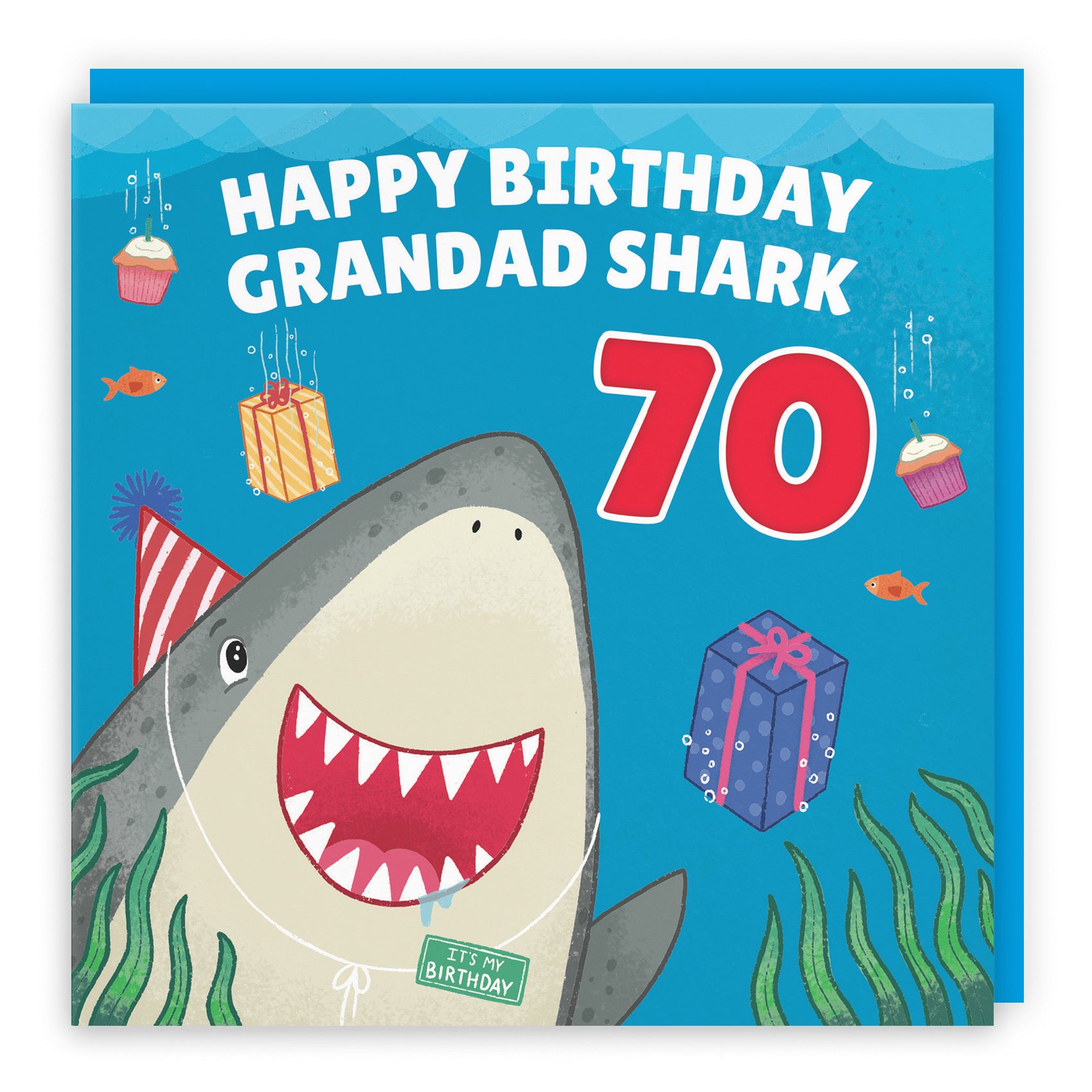 70th Grandad Cute Shark Birthday Card Ocean - Default Title (B09W2XTVC2)