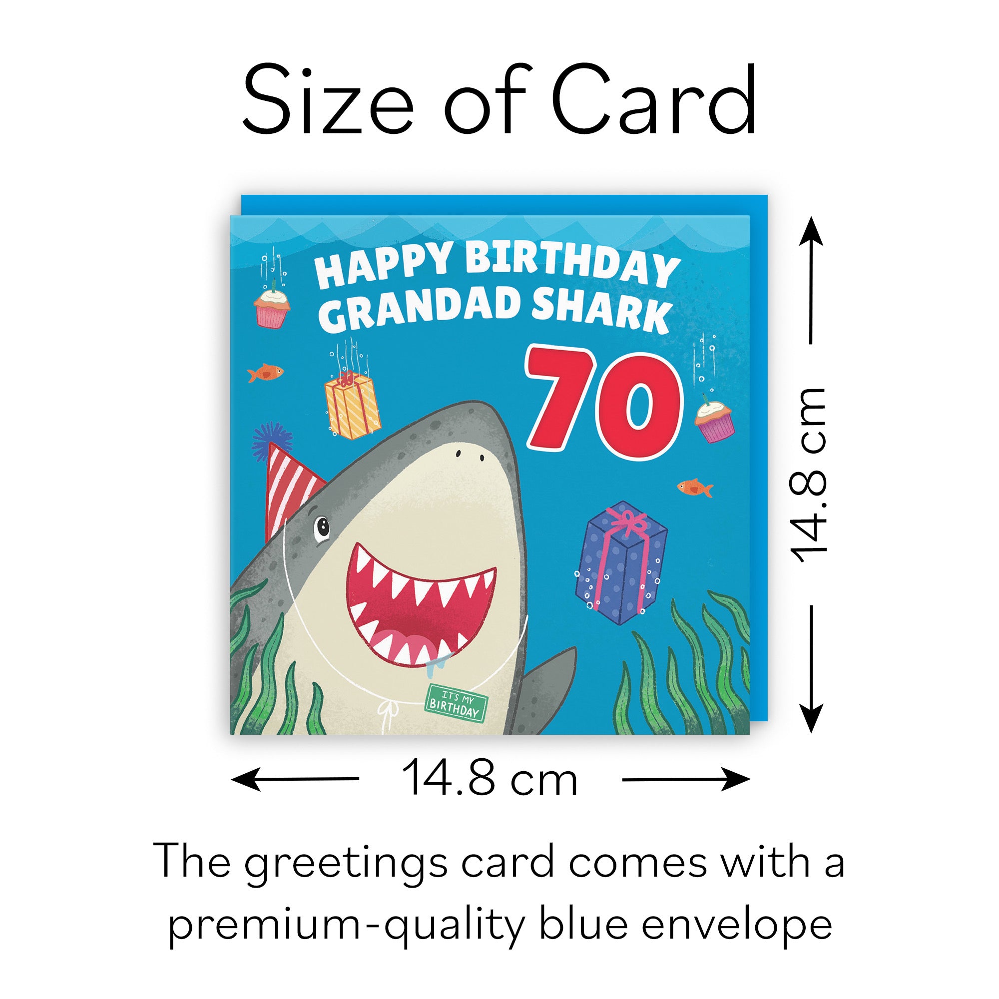 70th Grandad Cute Shark Birthday Card Ocean - Default Title (B09W2XTVC2)