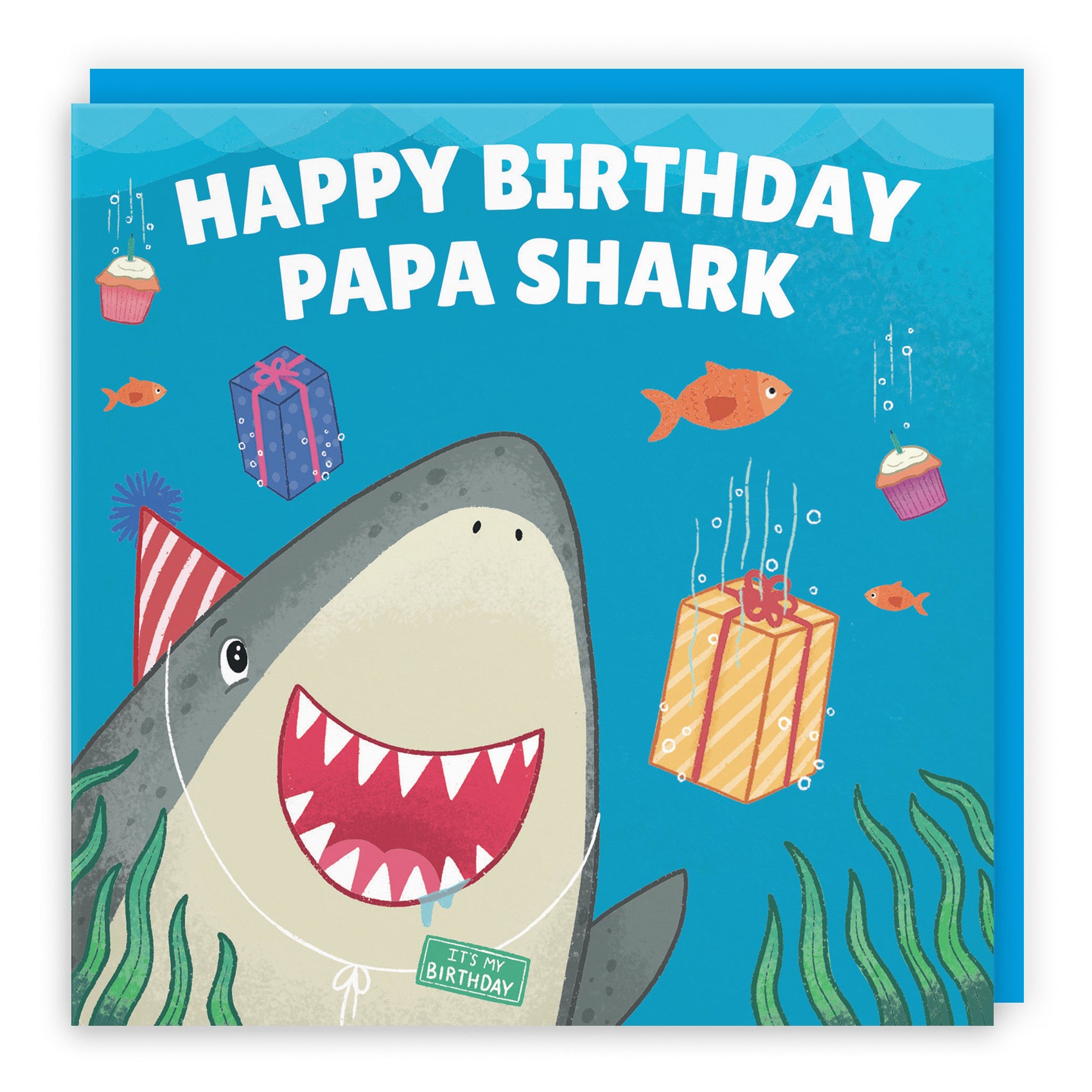 Papa Cute Shark Birthday Card Ocean - Default Title (B09W2XVD39)