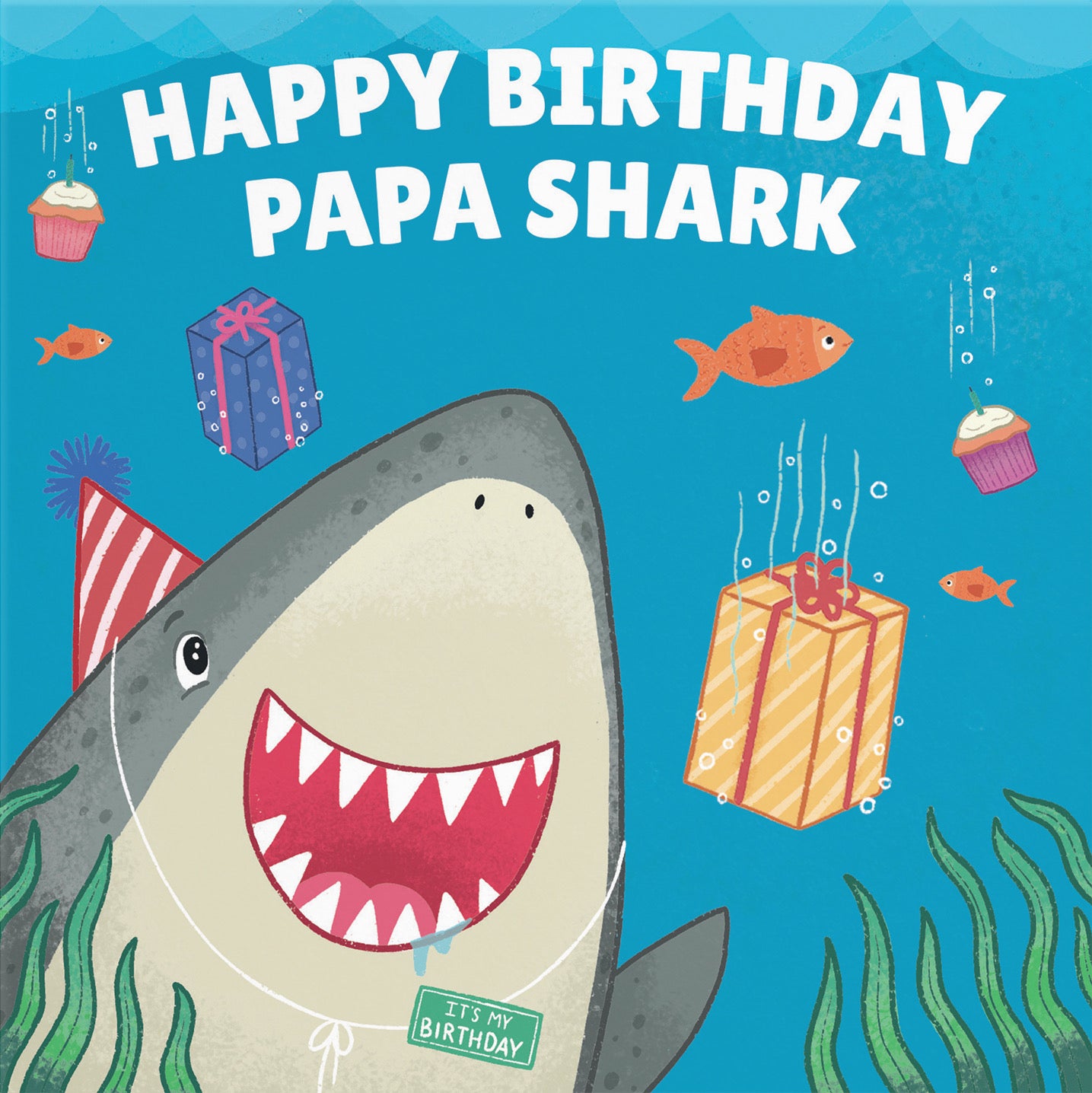 Papa Cute Shark Birthday Card Ocean - Default Title (B09W2XVD39)