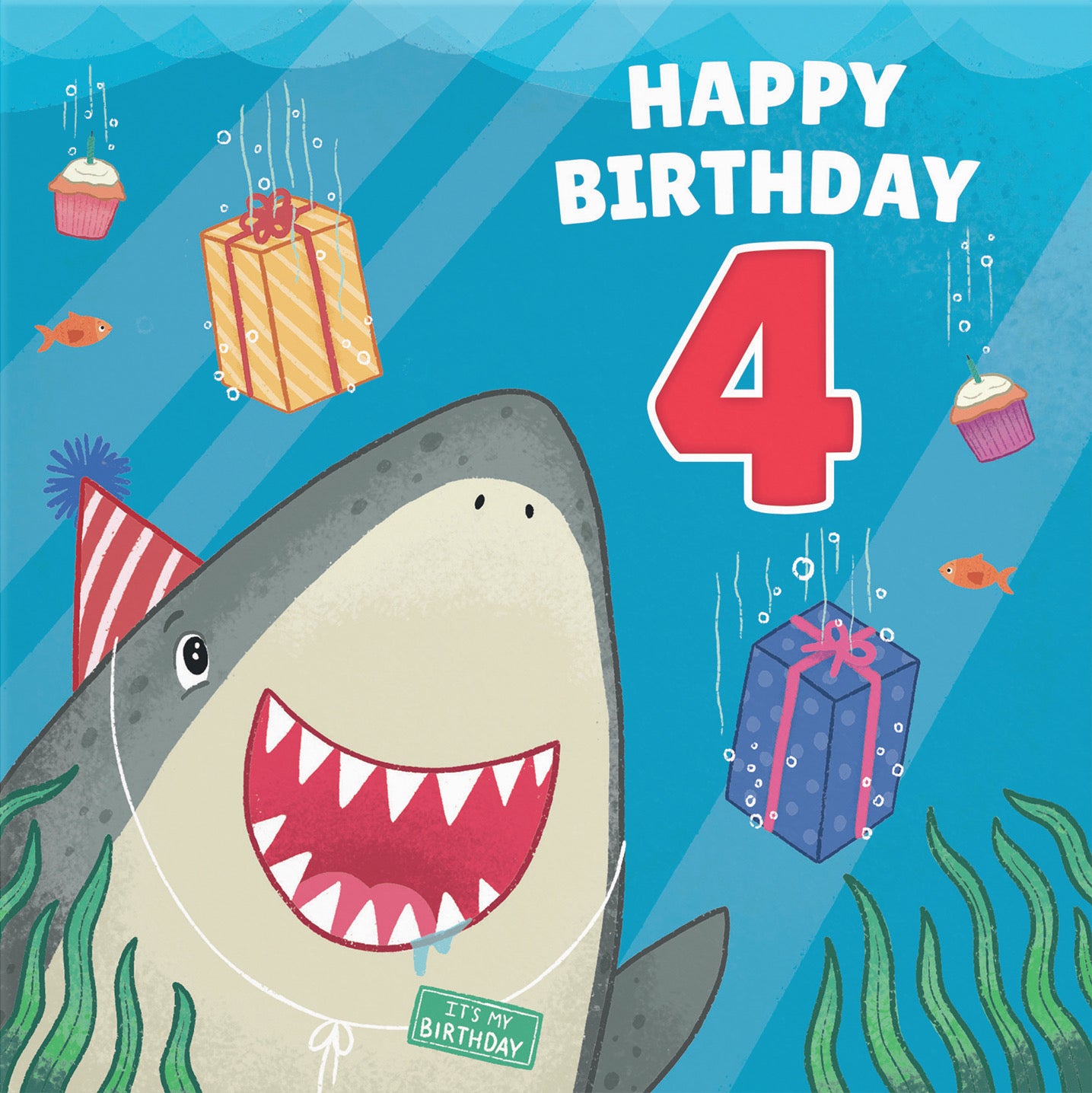 4th Birthday Shark Card Ocean - Default Title (B09W2XW5Y8)