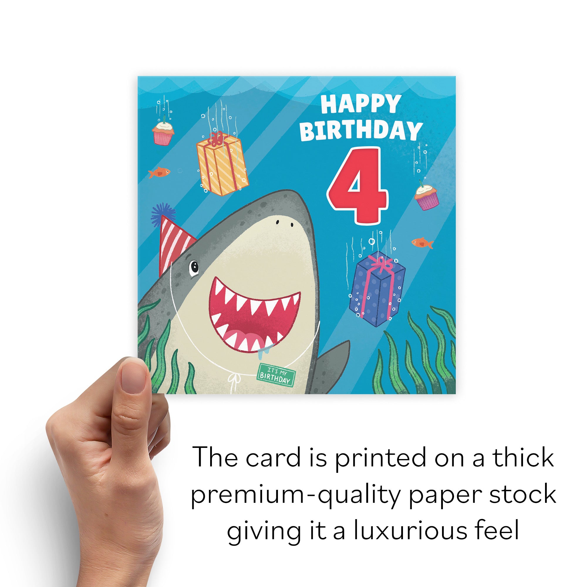 4th Birthday Shark Card Ocean - Default Title (B09W2XW5Y8)