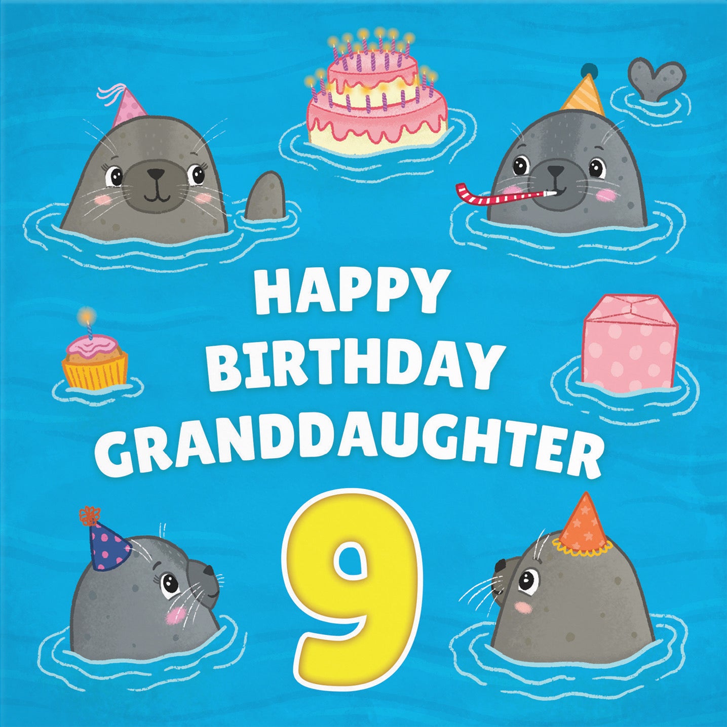 9th Granddaughter Cute Seals Birthday Card Ocean - Default Title (B09W2YD9DR)