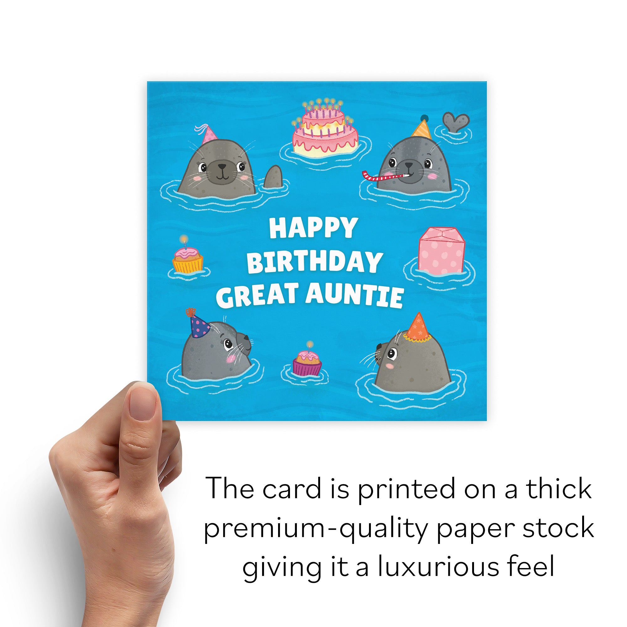 Great Auntie Cute Seals Birthday Card Ocean - Default Title (B09W2YDC66)