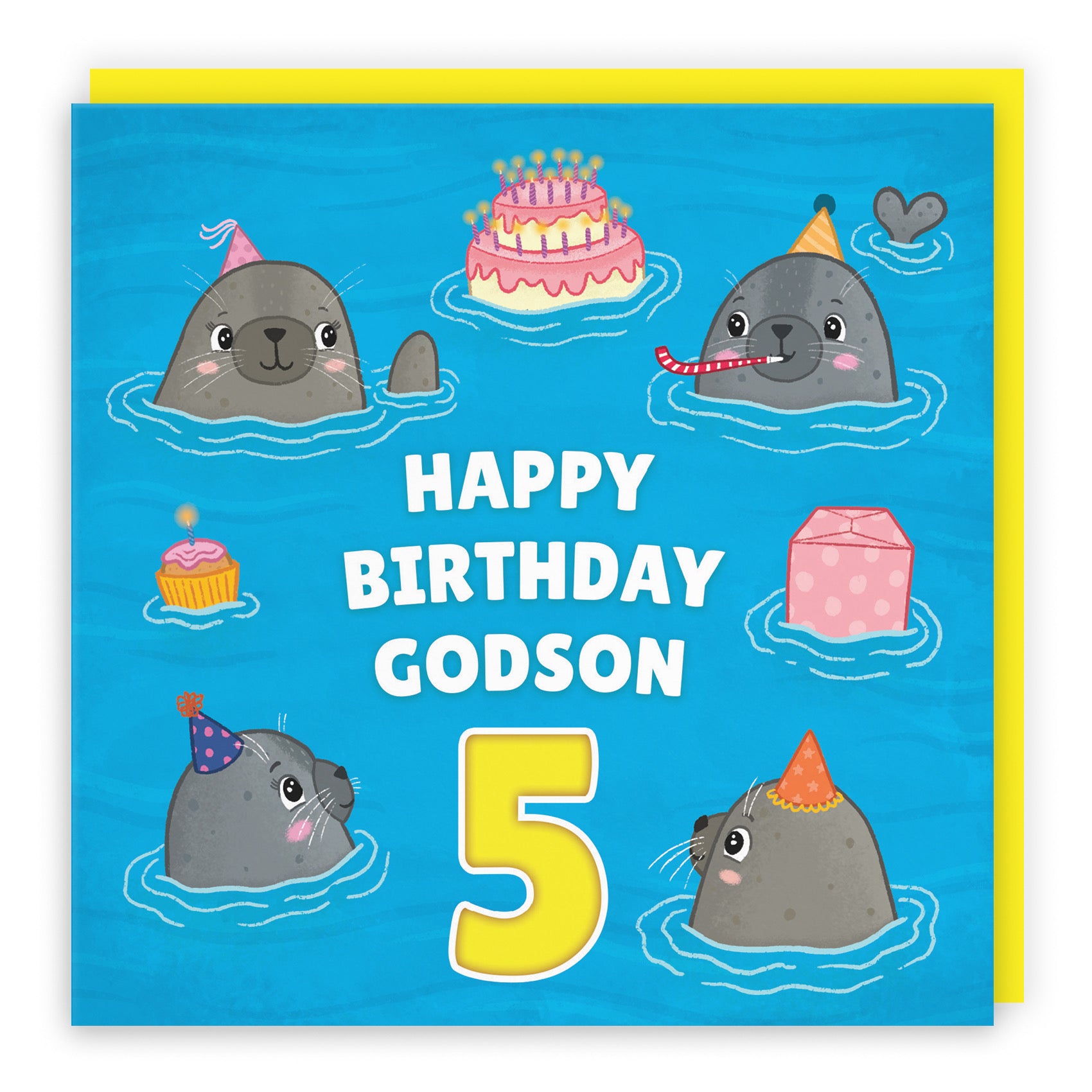 5th Godson Cute Seals Birthday Card Ocean - Default Title (B09W2YHL8H)