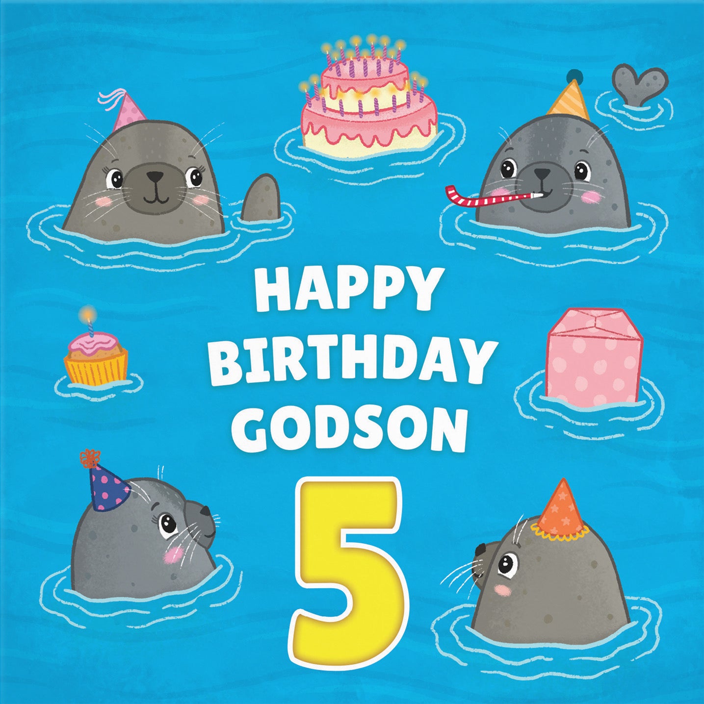 5th Godson Cute Seals Birthday Card Ocean - Default Title (B09W2YHL8H)