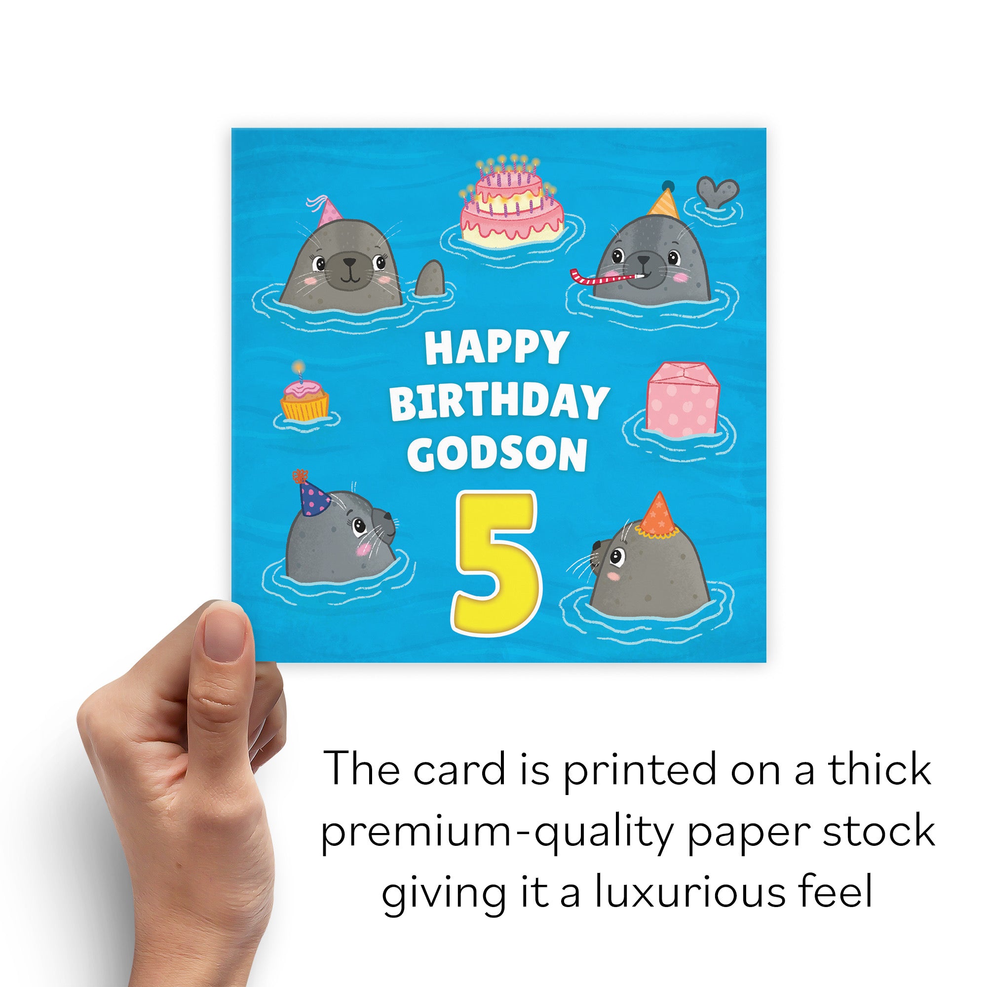 5th Godson Cute Seals Birthday Card Ocean - Default Title (B09W2YHL8H)