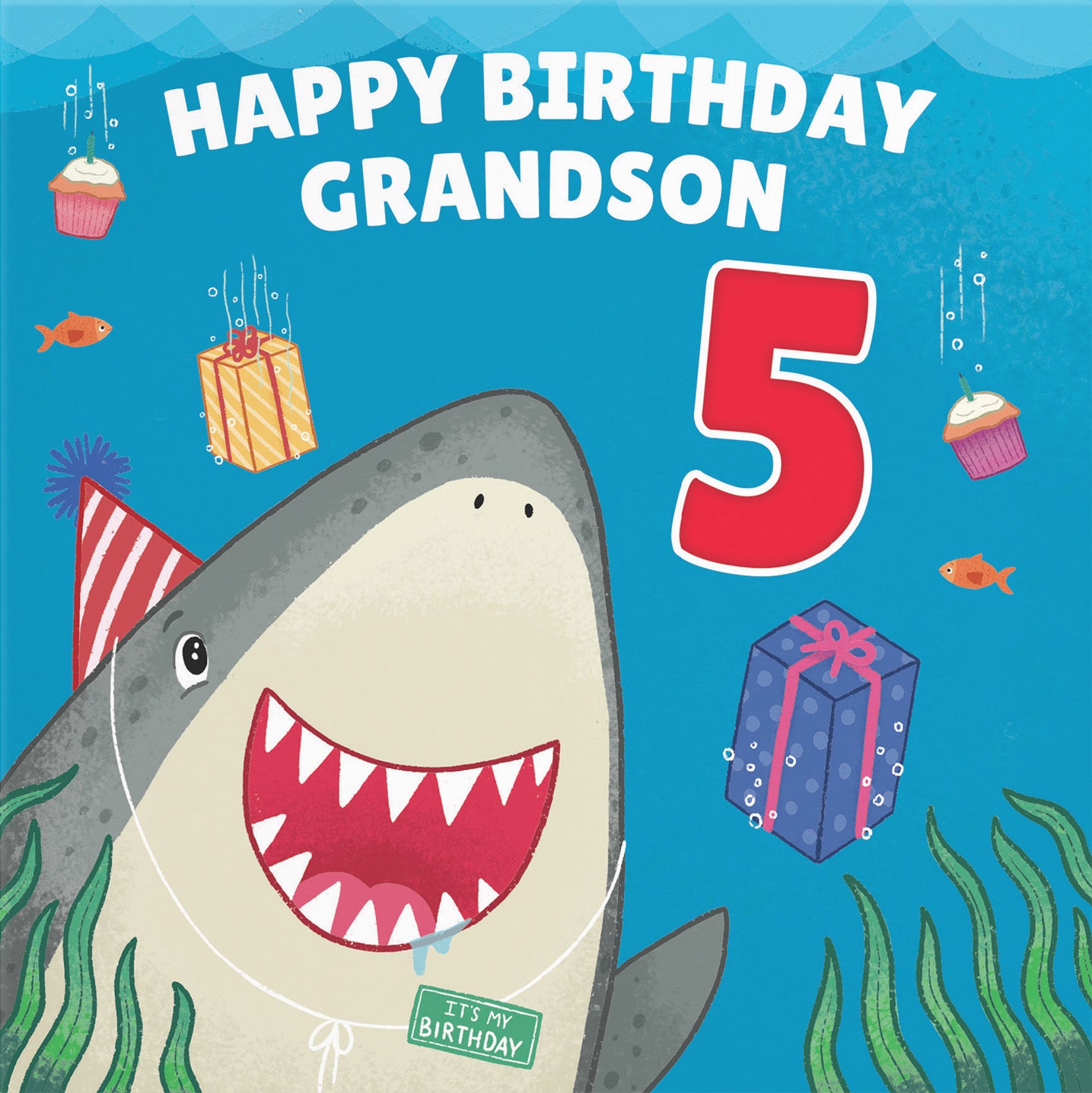 5th Grandson Cute Shark Birthday Card Ocean - Default Title (B09W2YRSSL)