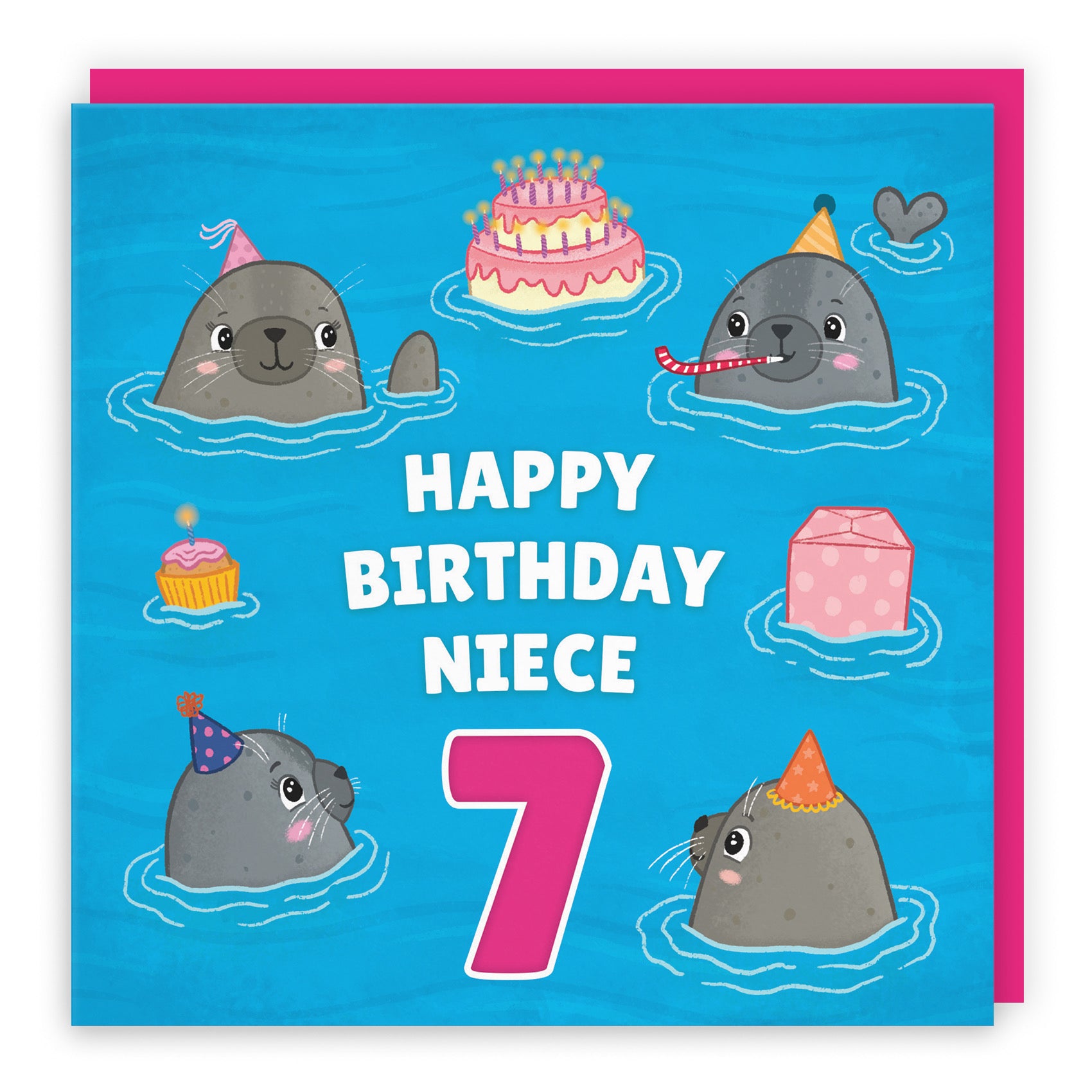 7th Niece Cute Seals Birthday Card Ocean - Default Title (B09W2Z27ZW)