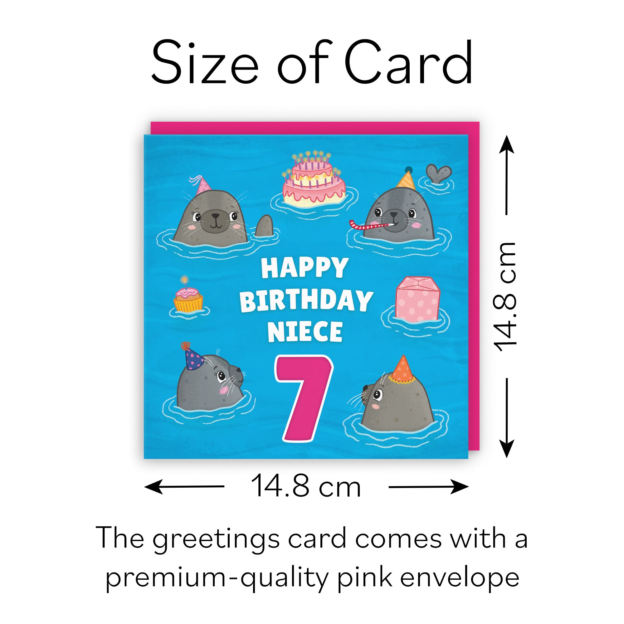 7th Niece Cute Seals Birthday Card Ocean - Default Title (B09W2Z27ZW)