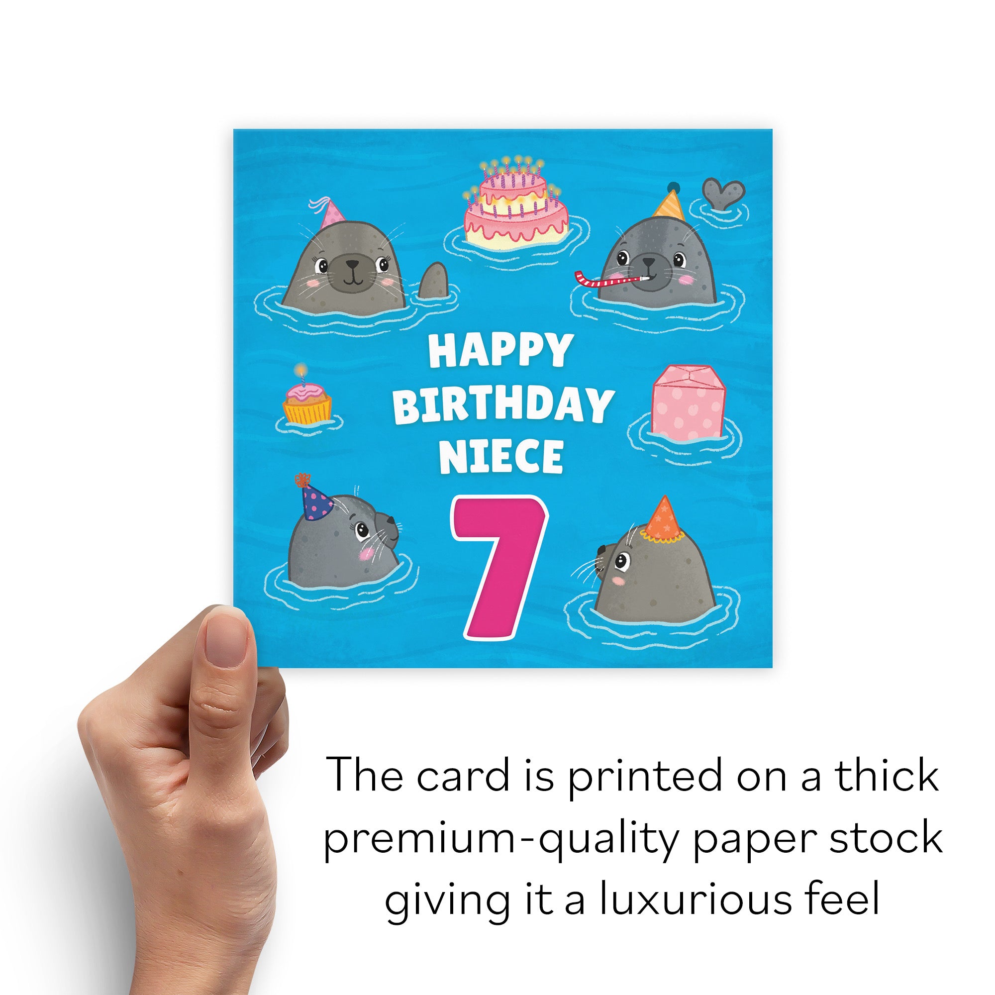 7th Niece Cute Seals Birthday Card Ocean - Default Title (B09W2Z27ZW)