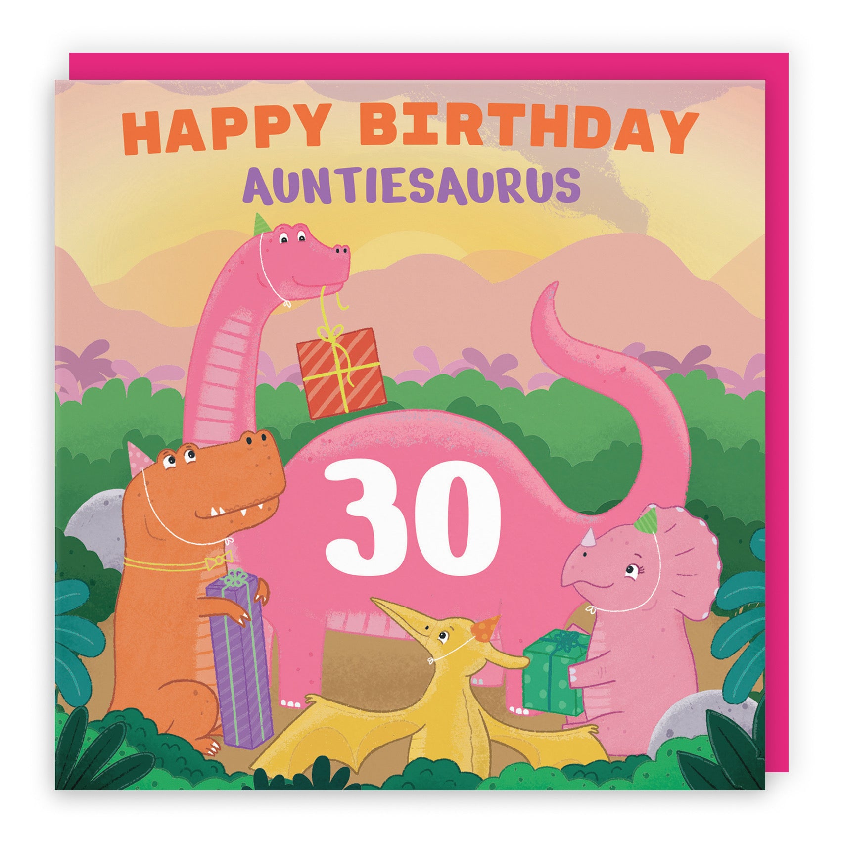 30th Auntie Dinosaur Party Birthday Card Imagination - Default Title (B09ZVG7YXH)