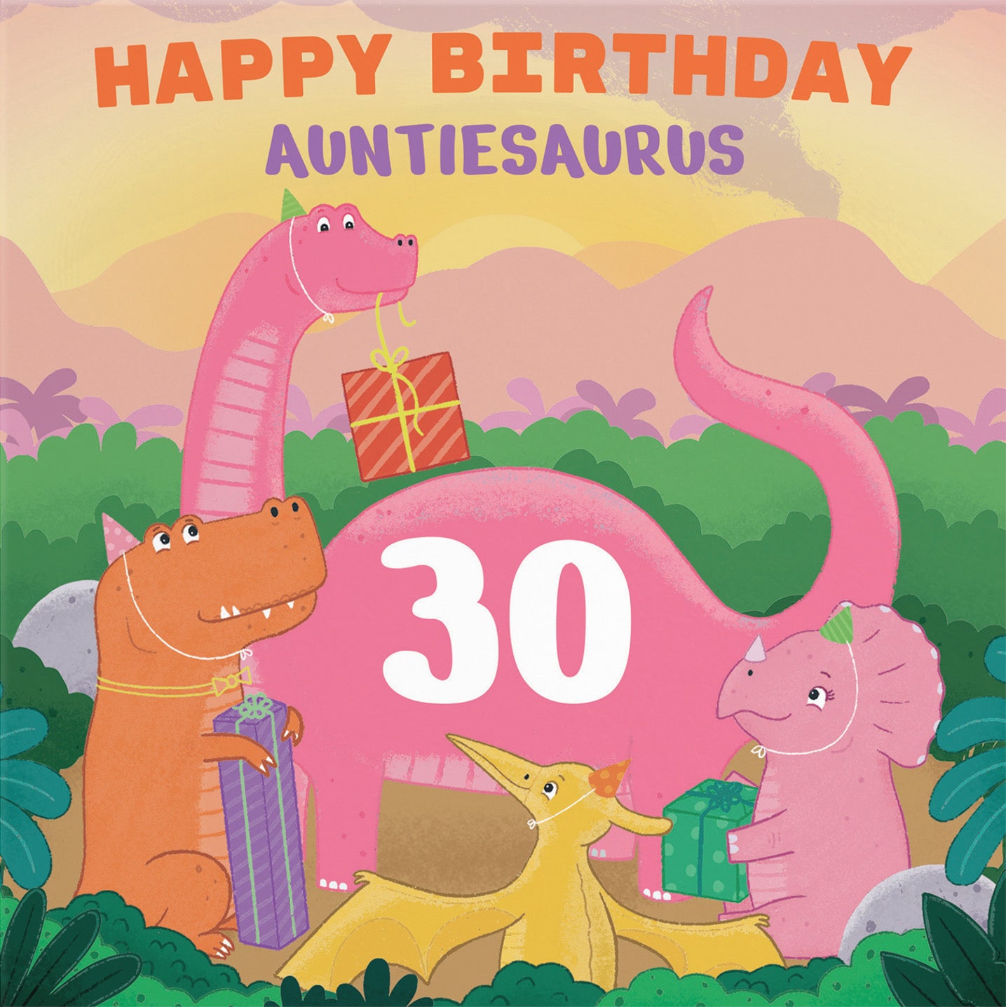 30th Auntie Dinosaur Party Birthday Card Imagination - Default Title (B09ZVG7YXH)