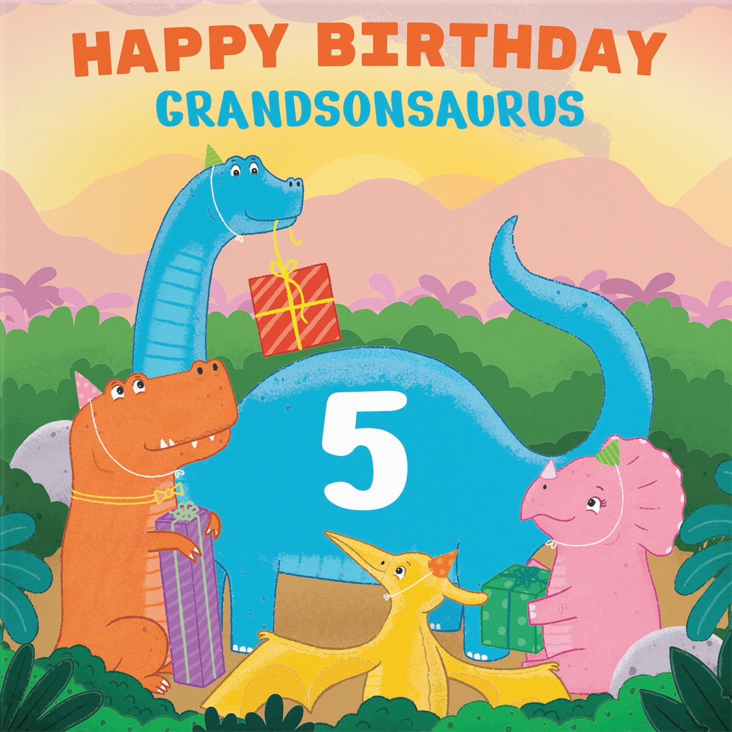 5th Grandson Dinosaur Party Birthday Card Imagination - Default Title (B09ZVG8KKC)