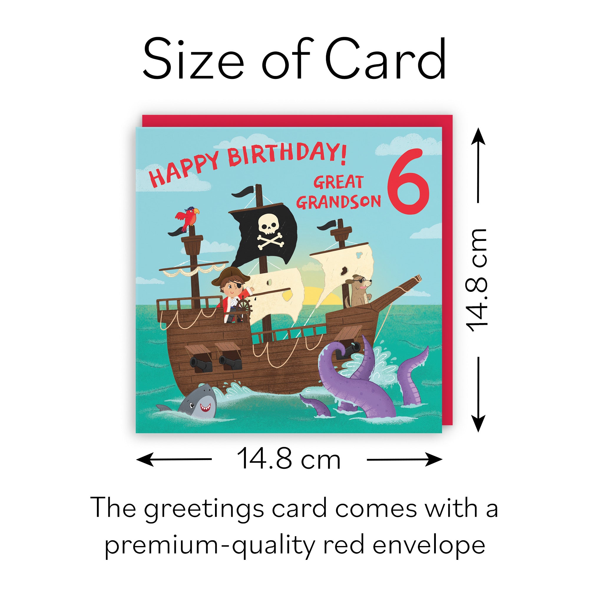 6th Great Grandson Pirate Ship Birthday Card Imagination - Default Title (B09ZVGF2VK)