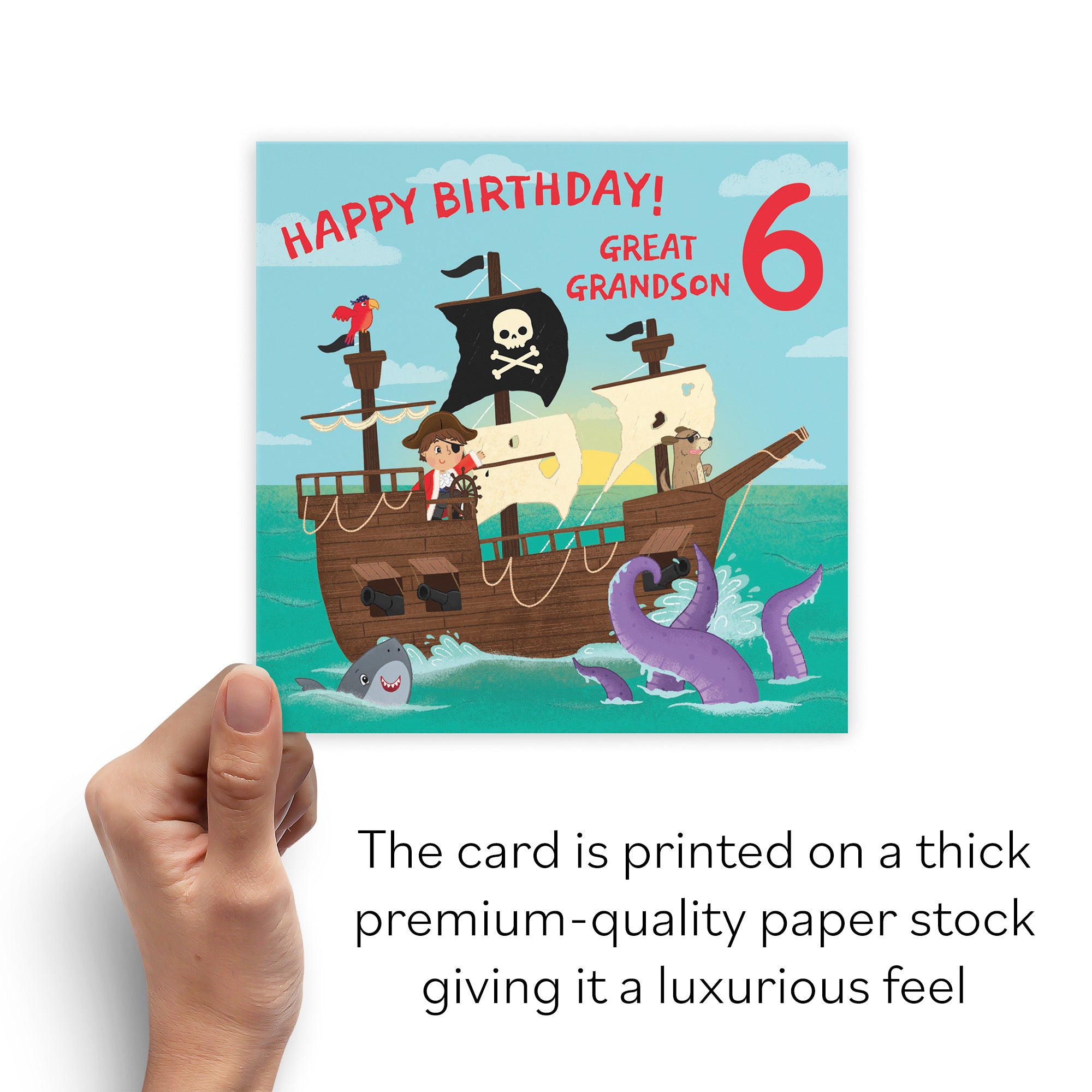 6th Great Grandson Pirate Ship Birthday Card Imagination - Default Title (B09ZVGF2VK)