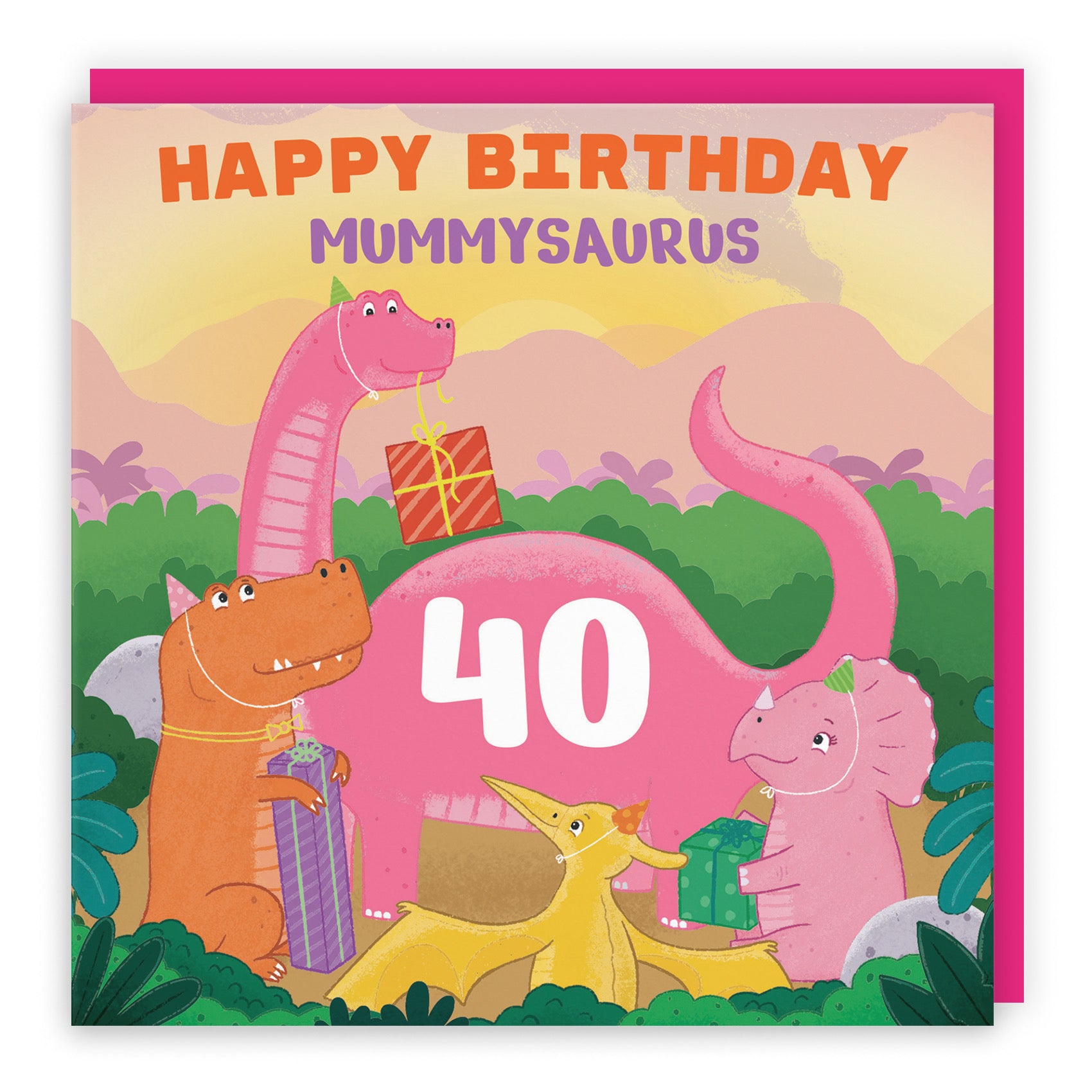 40th Mummy Dinosaur Party Birthday Card Imagination - Default Title (B09ZVGRMPL)