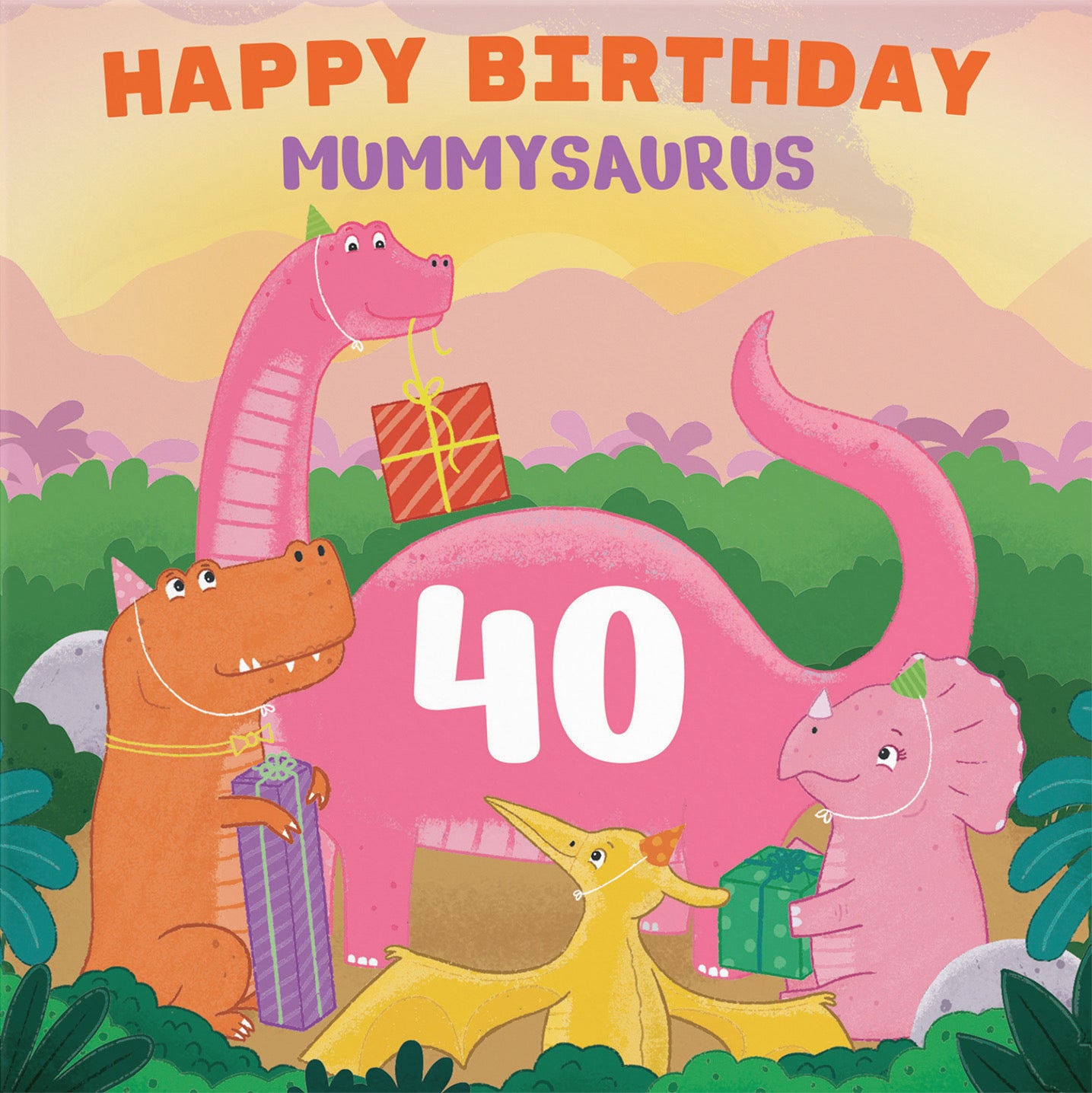 40th Mummy Dinosaur Party Birthday Card Imagination - Default Title (B09ZVGRMPL)