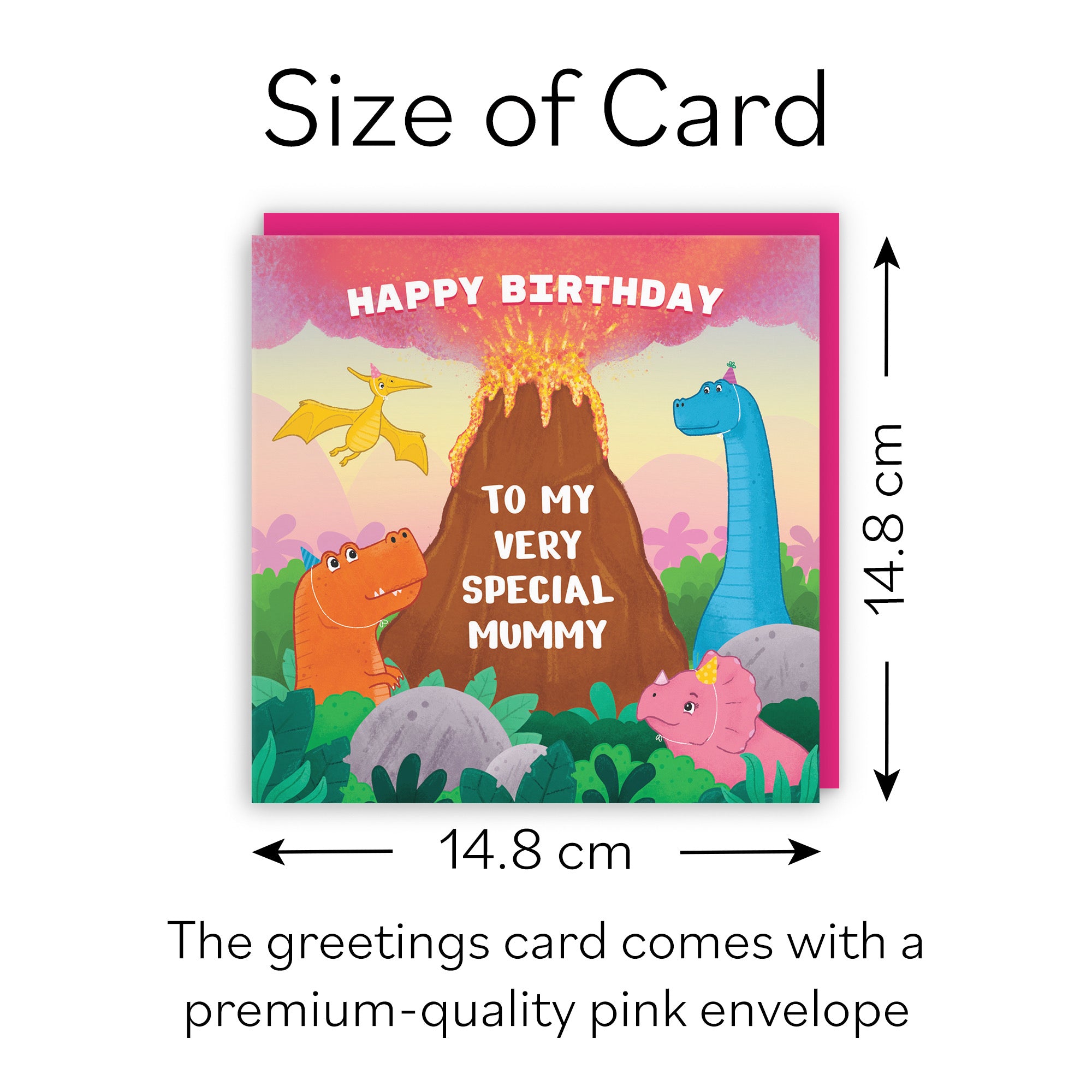 Mummy Dinosaur Volcano Cute Birthday Card Imagination - Default Title (B09ZVGRPL9)