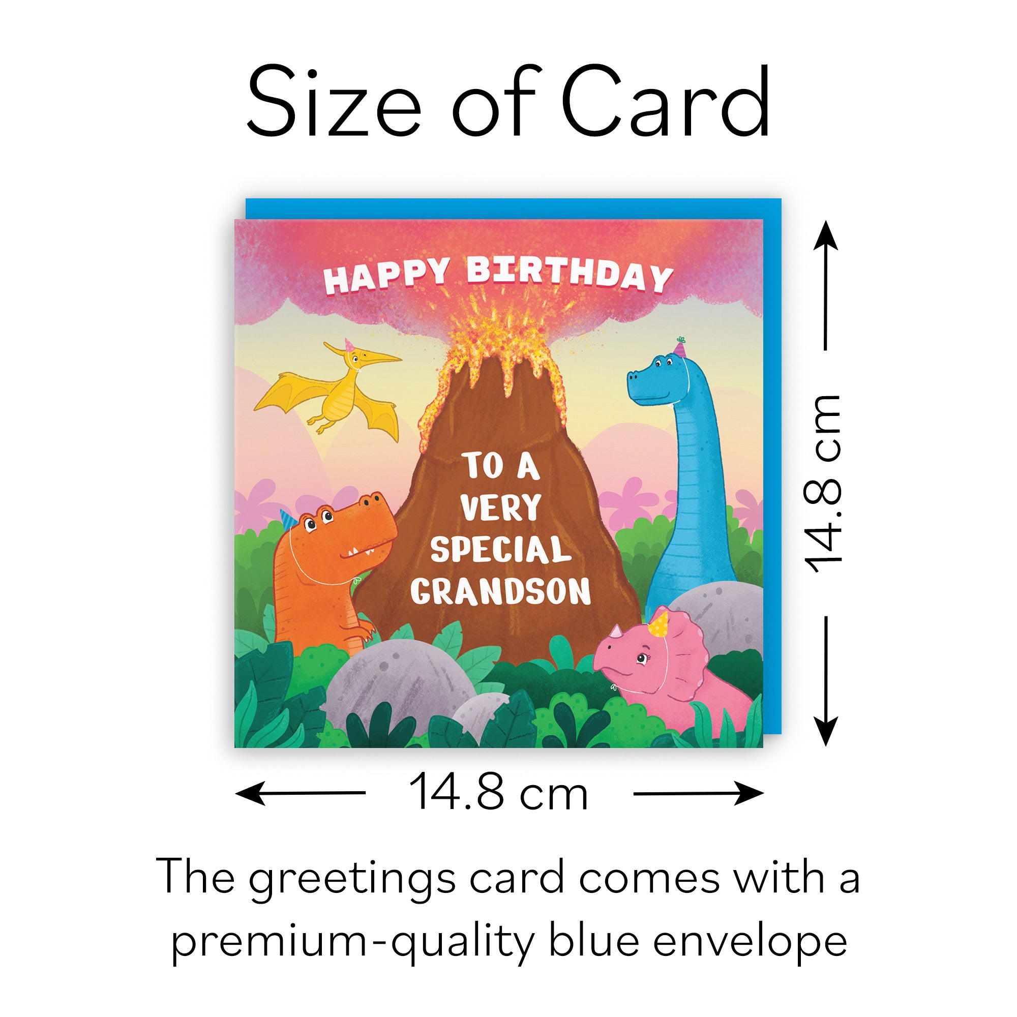 Grandson Dinosaur Volcano Children's Birthday Card Imagination - Default Title (B09ZVGSFWF)