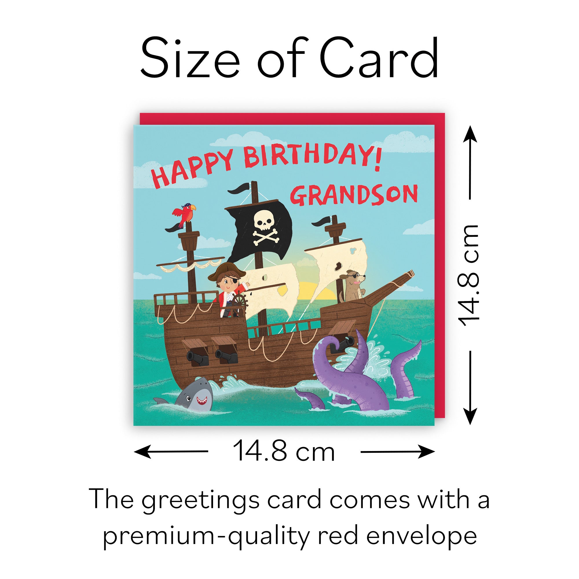 Grandson Pirate Ship Kids Birthday Card Imagination - Default Title (B09ZVGXGVH)