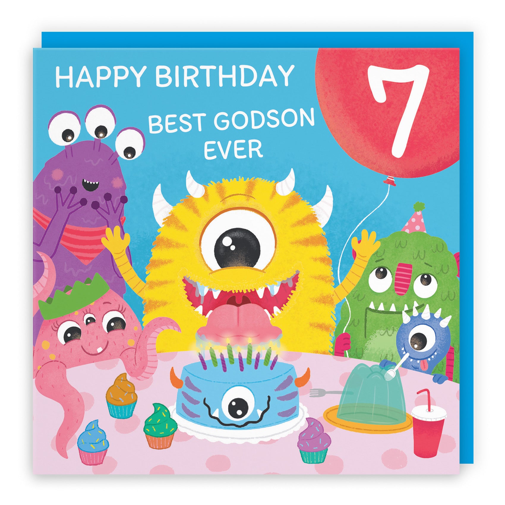 7th Godson Monsters Party Birthday Card Imagination - Default Title (B09ZVGYPXP)