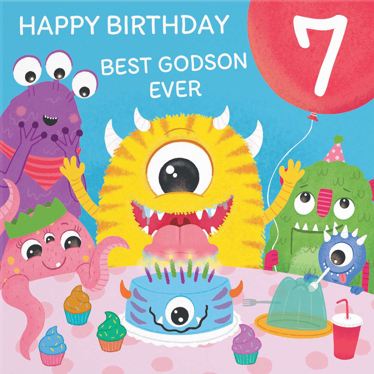 7th Godson Monsters Party Birthday Card Imagination - Default Title (B09ZVGYPXP)