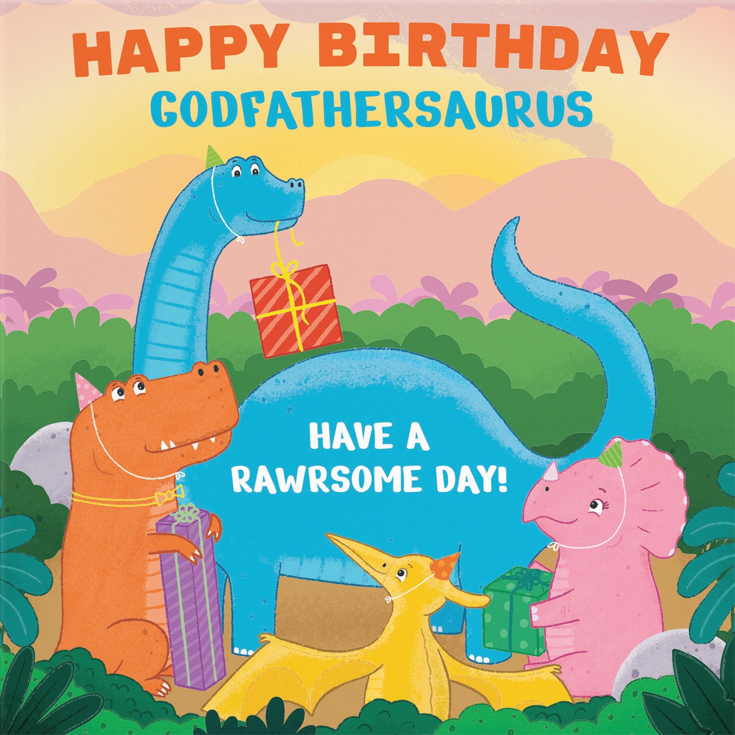 Godfather Birthday Dinosaur Party Children's Card Imagination - Default Title (B09ZVH3J7R)