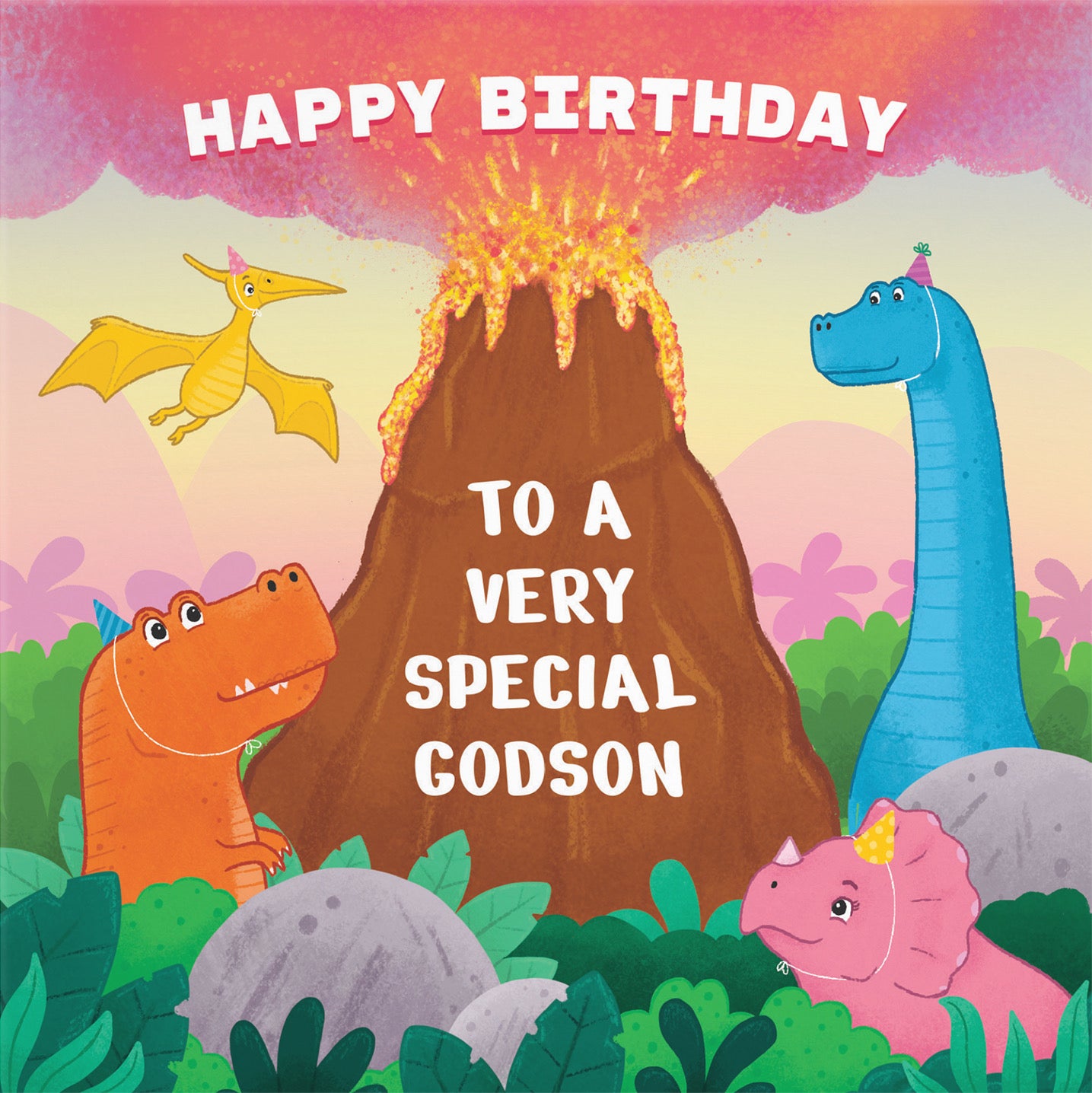 Godson Dinosaur Volcano Children's Birthday Card Imagination - Default Title (B09ZVH69K1)