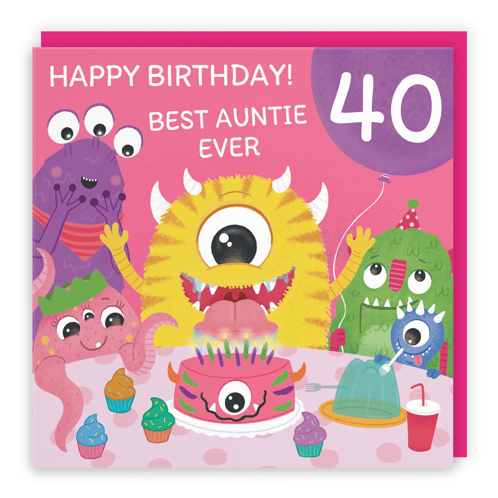 40th Auntie Monsters Party Birthday Card Imagination - Default Title (B09ZVH8DLF)