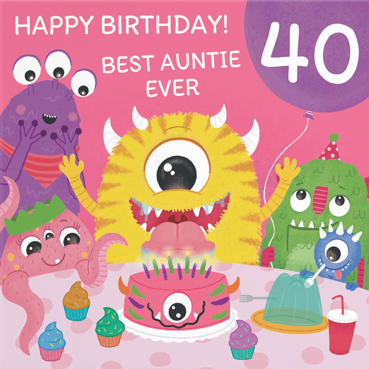 40th Auntie Monsters Party Birthday Card Imagination - Default Title (B09ZVH8DLF)