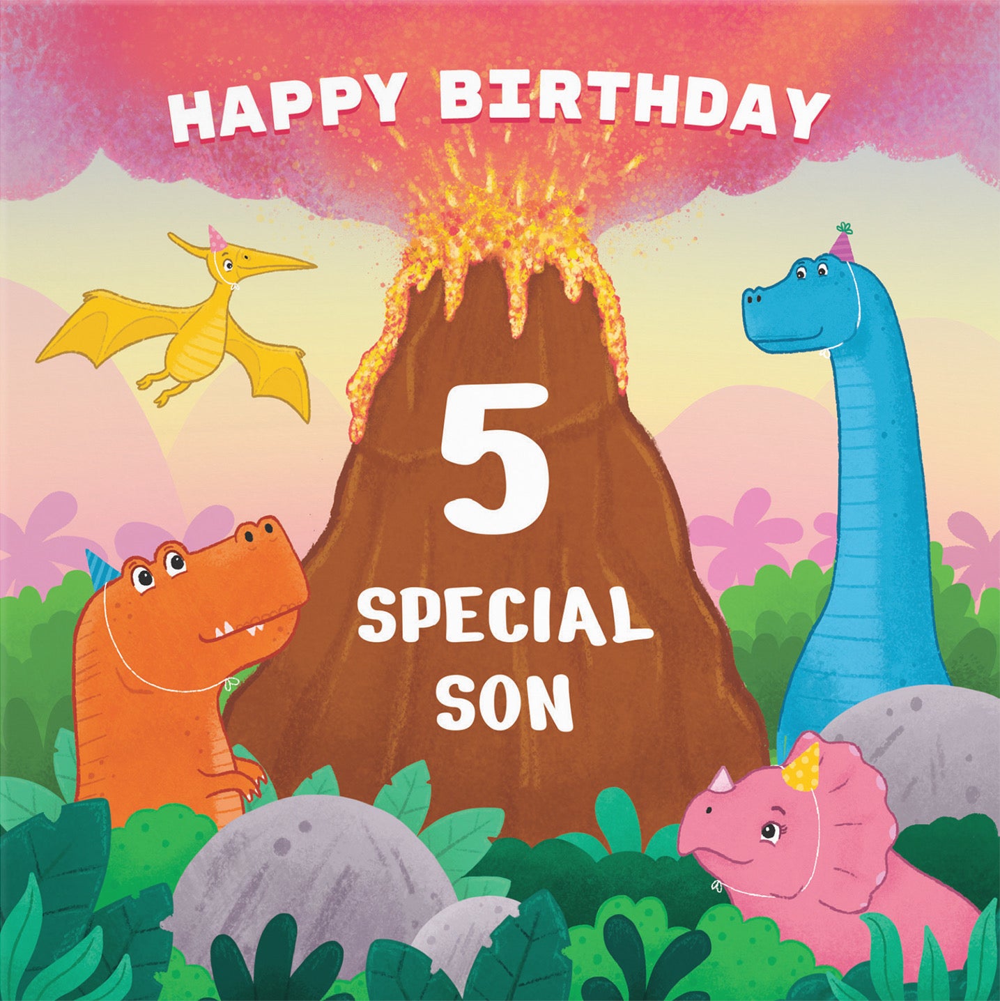 5th Son Birthday Card Dinosaurs And Volcano Imagination - Default Title (B09ZVHFXTL)