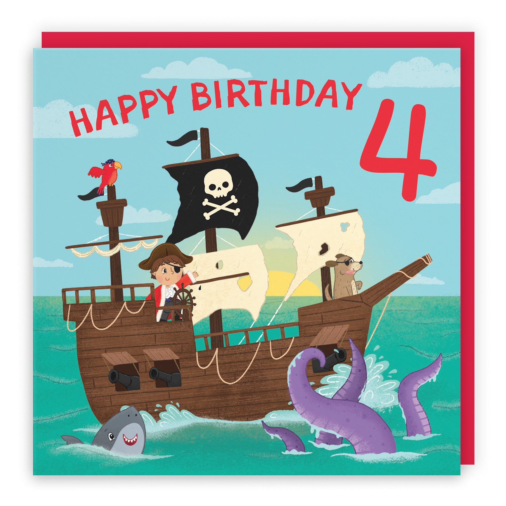 4th Birthday Card Pirate Ship Imagination - Default Title (B09ZVHL1X3)