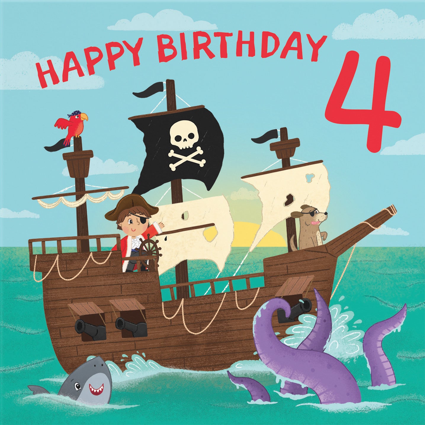 4th Birthday Card Pirate Ship Imagination - Default Title (B09ZVHL1X3)