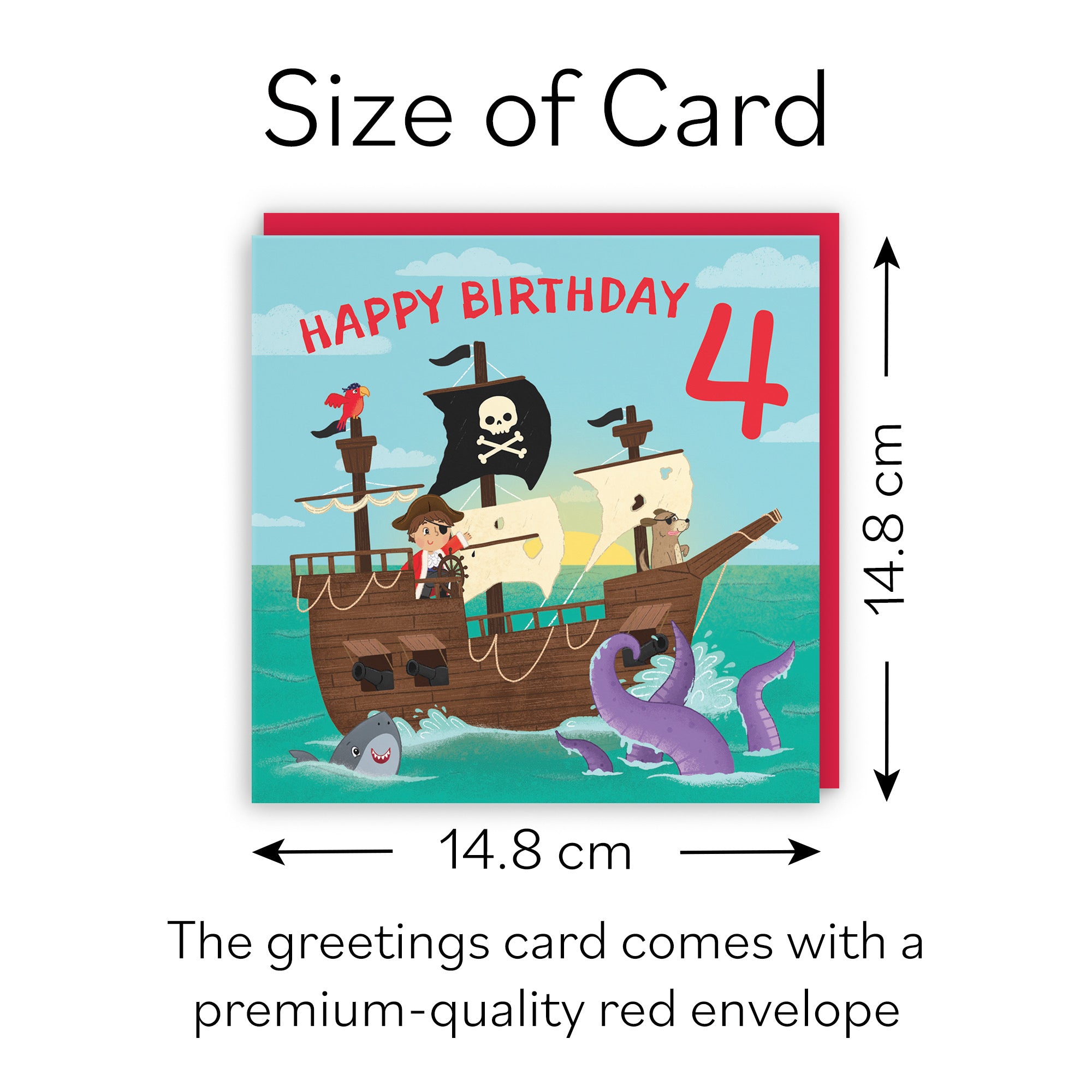 4th Birthday Card Pirate Ship Imagination - Default Title (B09ZVHL1X3)