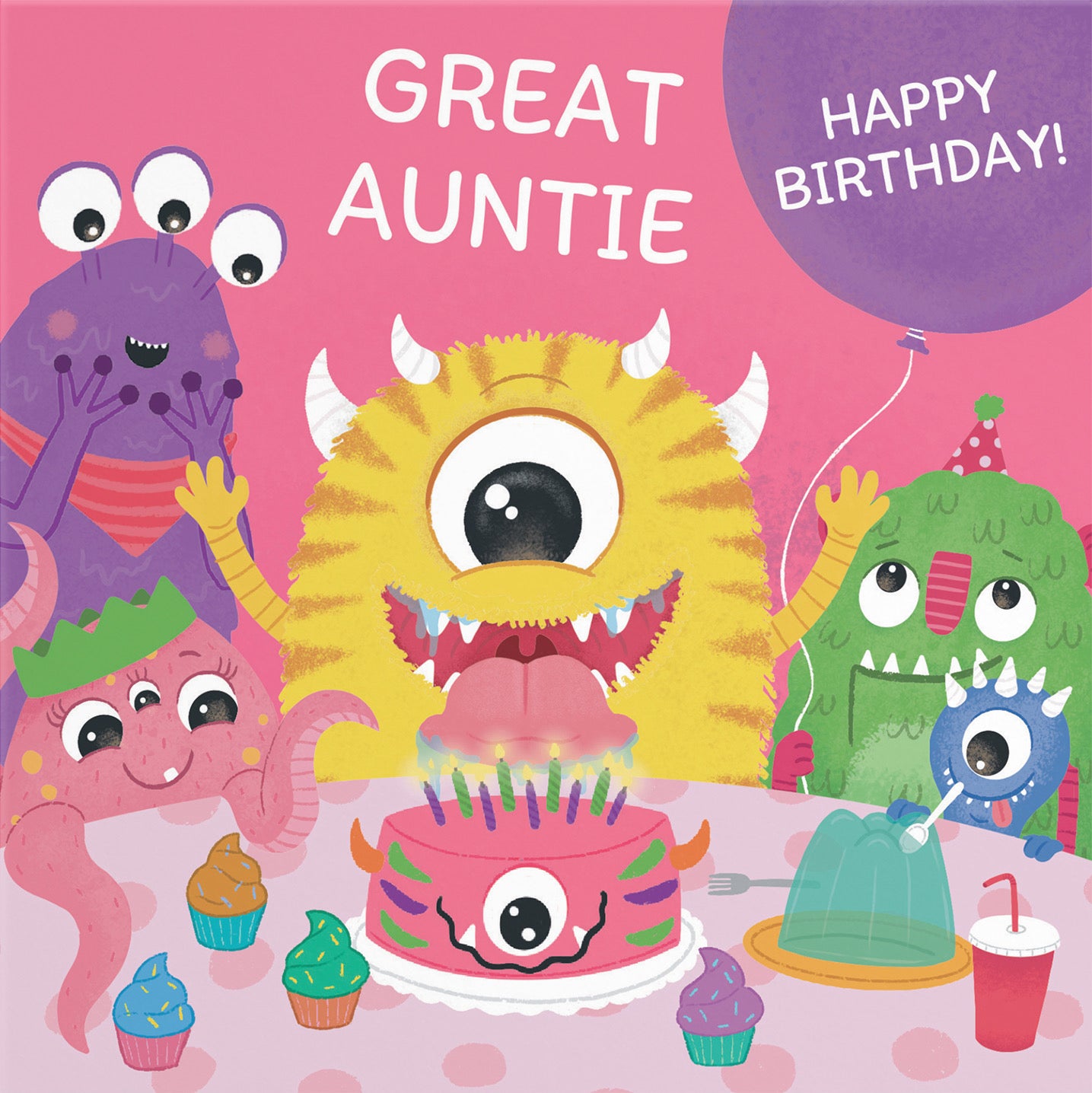 Great Auntie Monsters Party Cute Birthday Card Imagination - Default Title (B09ZVJK2VG)