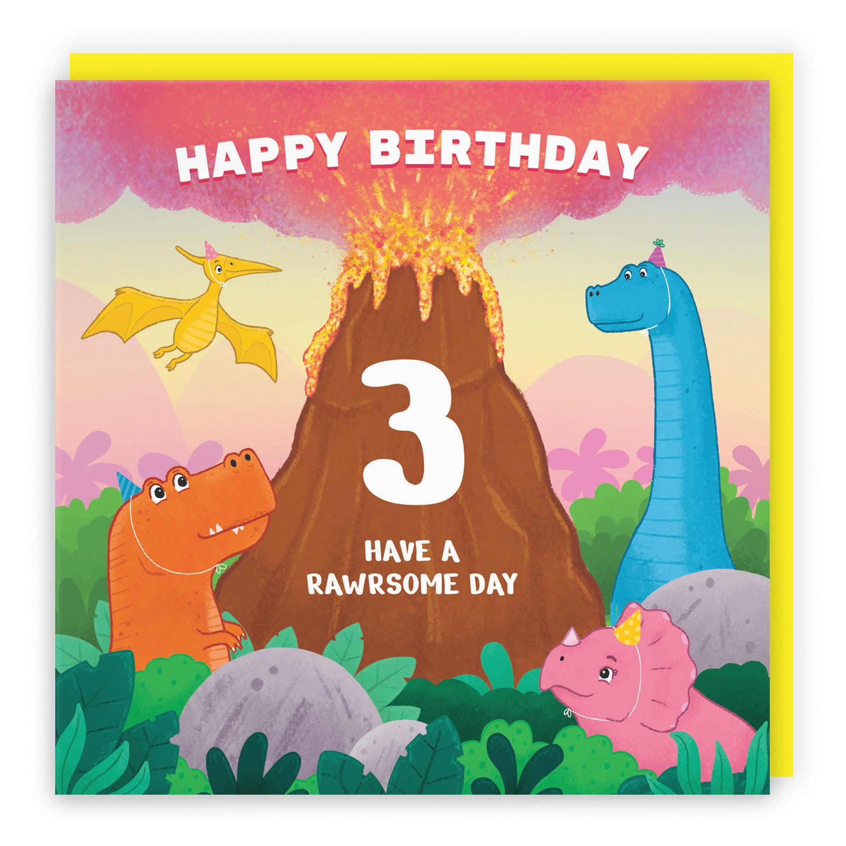 3rd Birthday Card Dinosaur Volanco Imagination - Default Title (B09ZWQ8K7W)