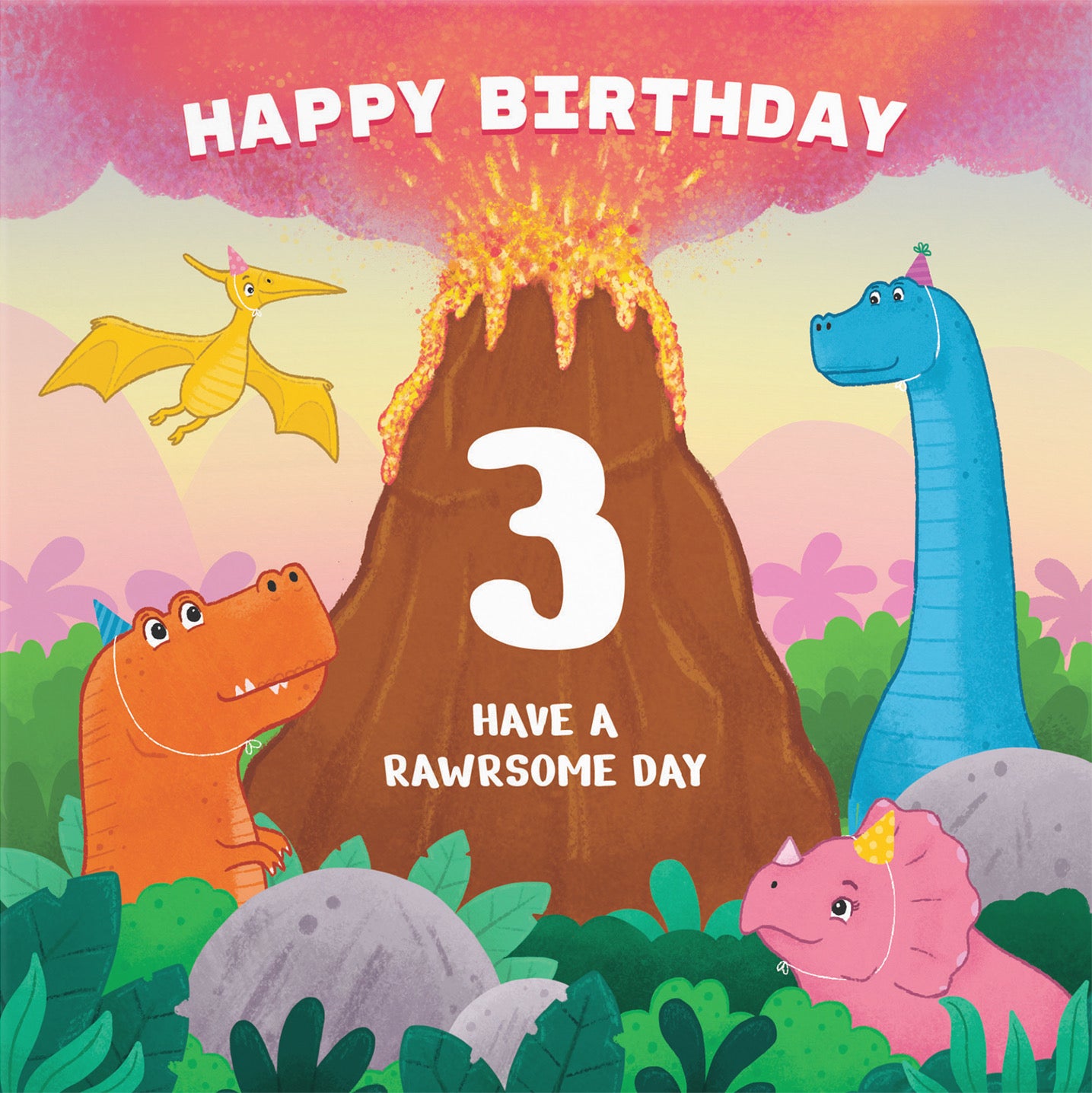 3rd Birthday Card Dinosaur Volanco Imagination - Default Title (B09ZWQ8K7W)