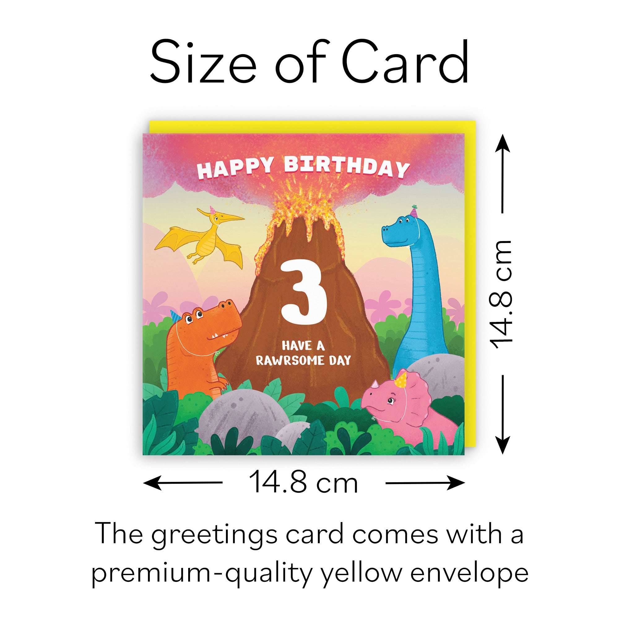 3rd Birthday Card Dinosaur Volanco Imagination - Default Title (B09ZWQ8K7W)