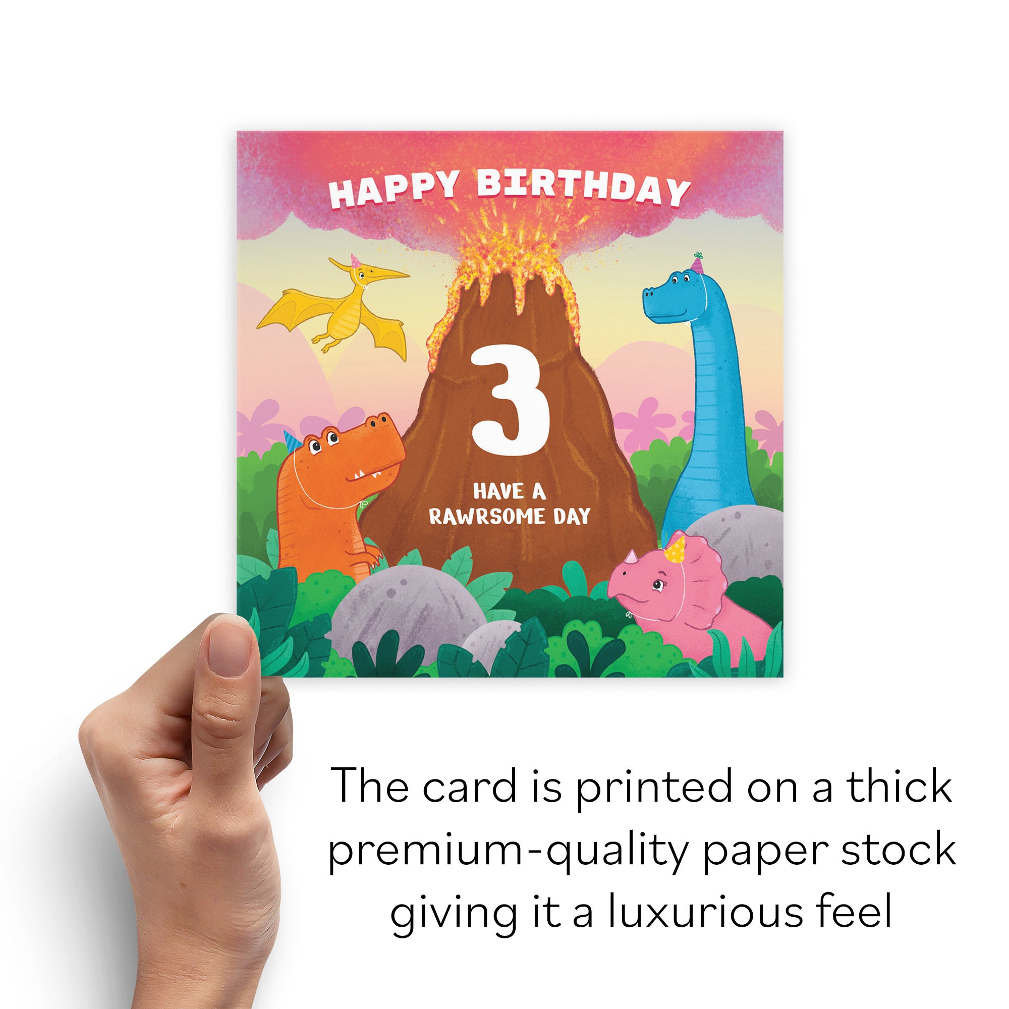 3rd Birthday Card Dinosaur Volanco Imagination - Default Title (B09ZWQ8K7W)