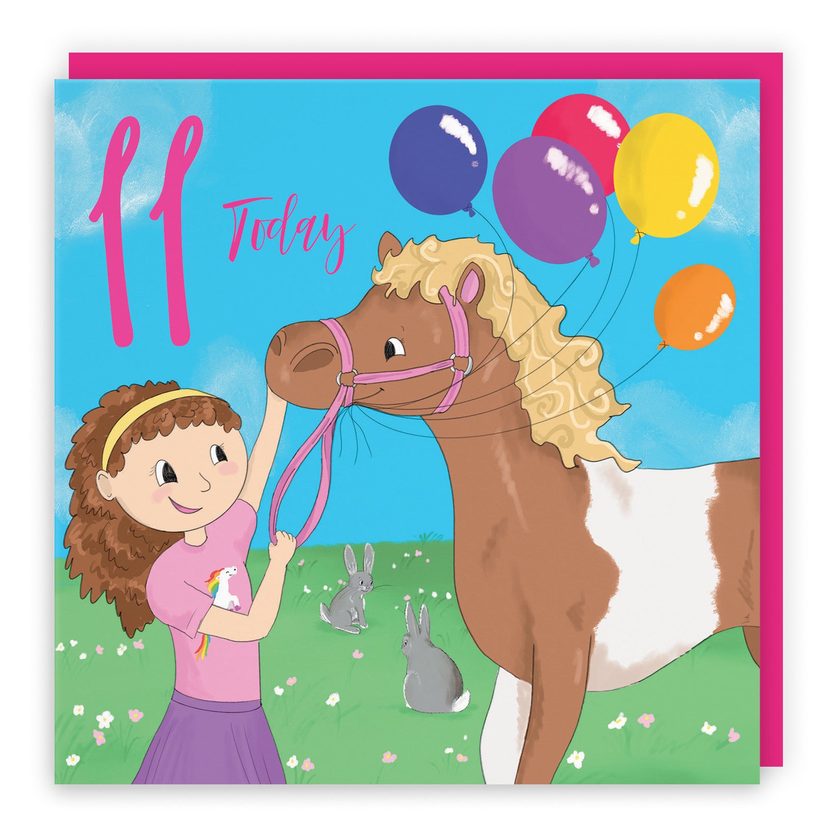 11th Birthday Card Girls Pony Happy Times - Default Title (B0B46JG3NB)