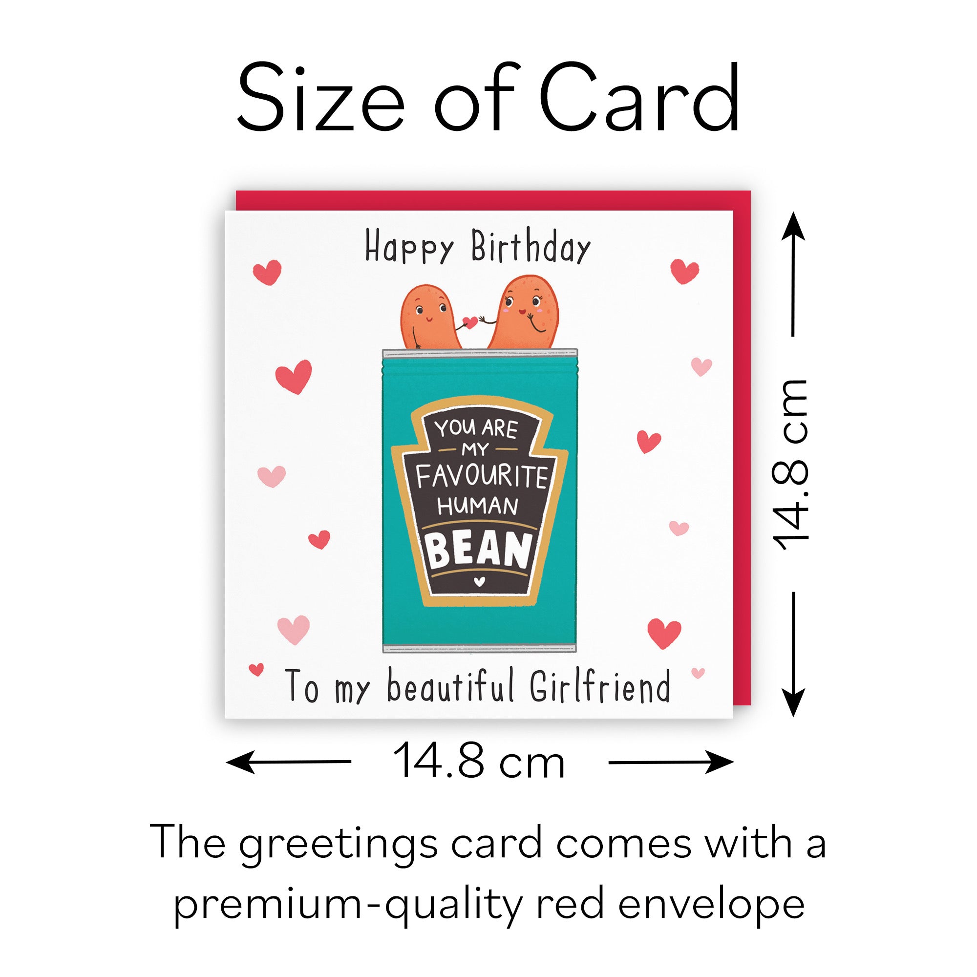 Girlfriend Bean Birthday Card Hearts Iconic - Default Title (B0B46JVGPJ)