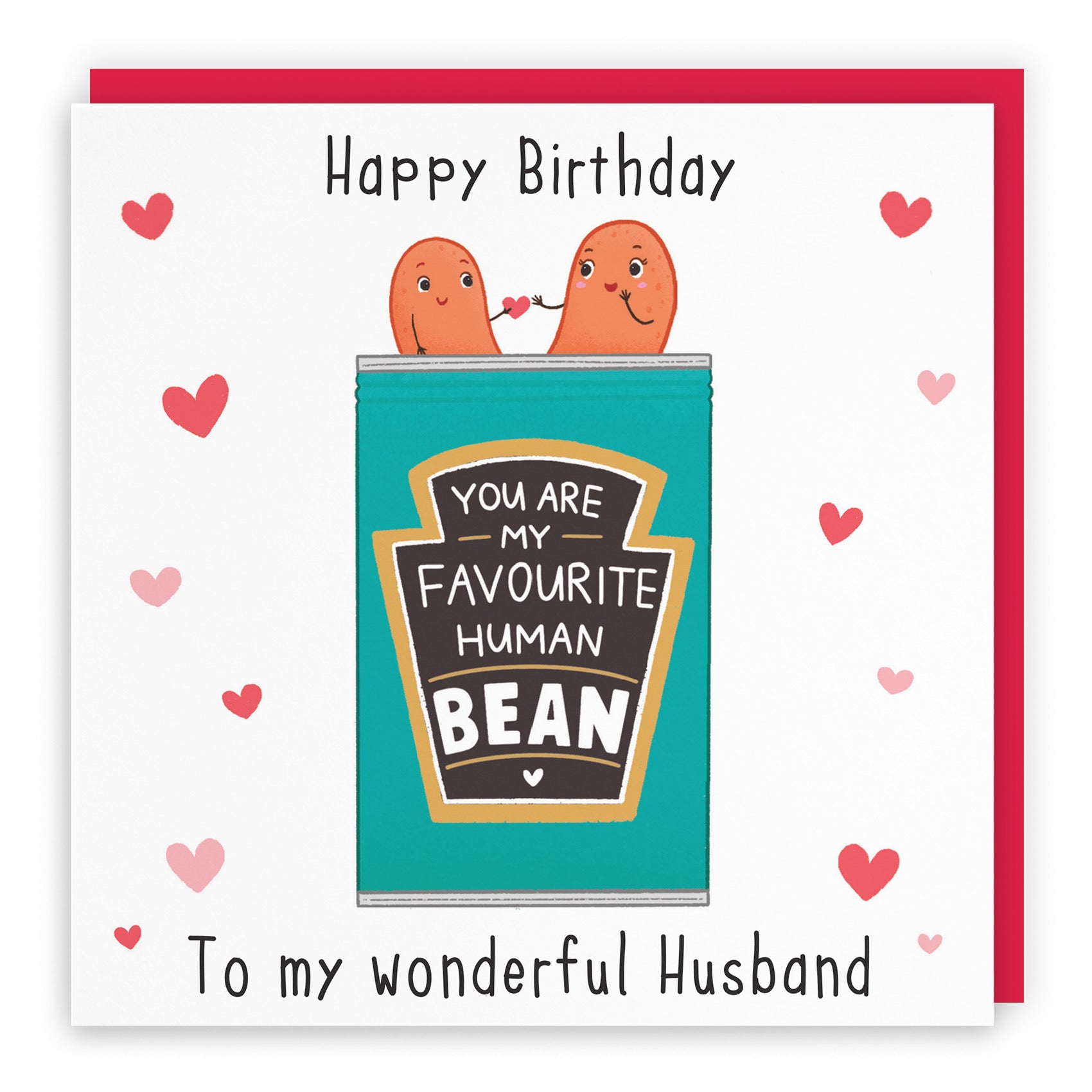 Husband Bean Birthday Card Hearts Iconic - Default Title (B0B46JZHJ9)
