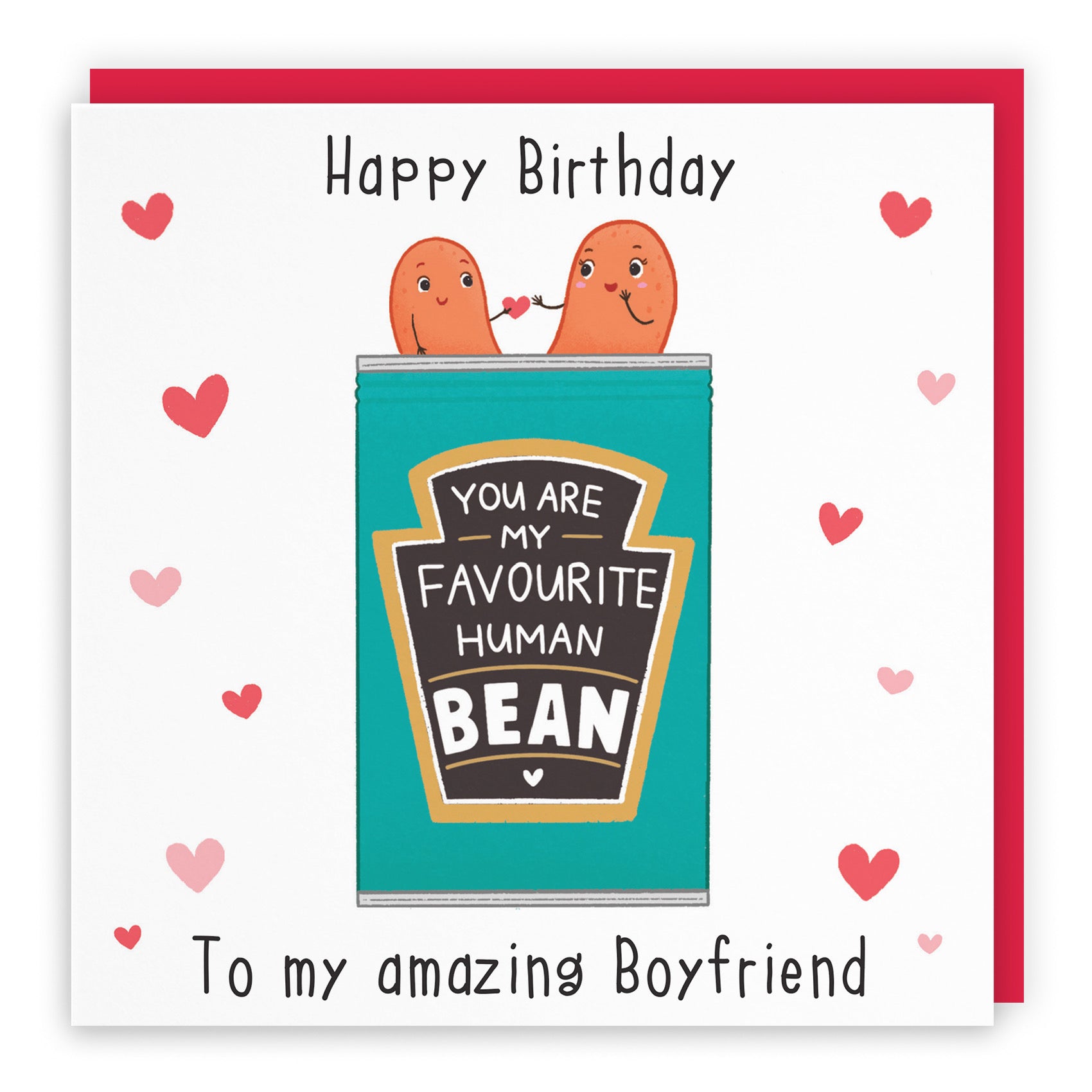 Boyfriend Bean Birthday Card Hearts Iconic - Default Title (B0B46K552Q)