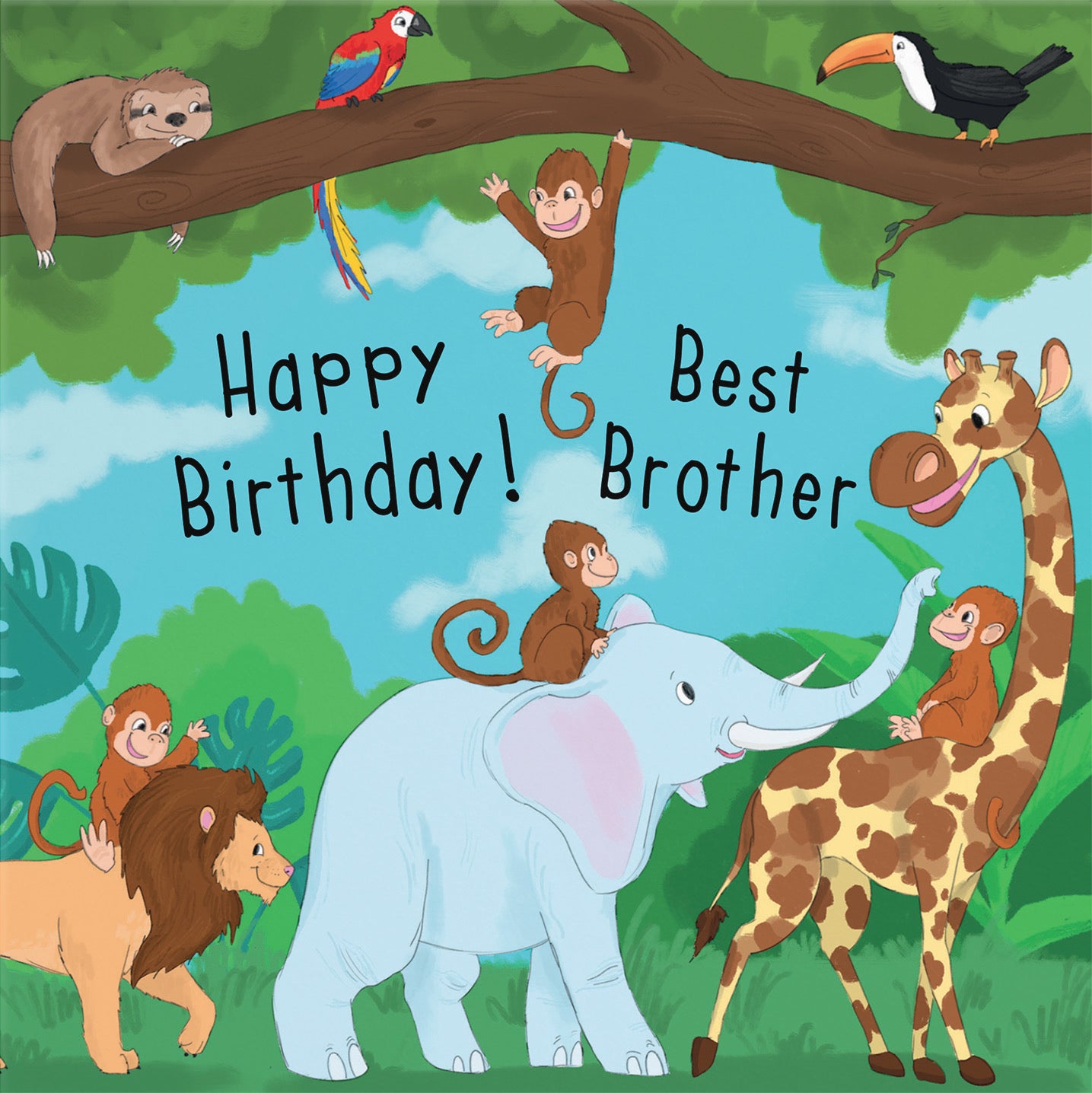 Brother Day In Jungle Birthday Card - Default Title (B0B46KHH6X)