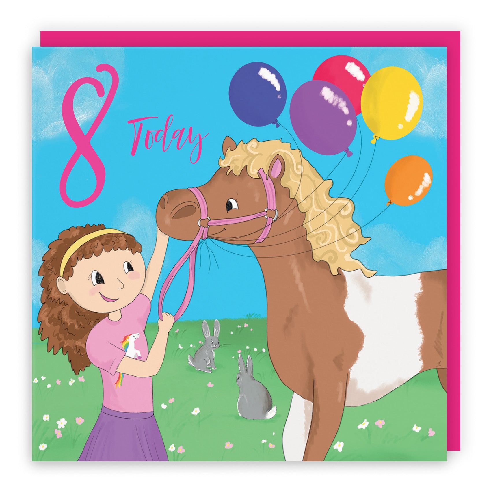 8th Birthday Card Girls Pony Happy Times - Default Title (B0B46KL29J)