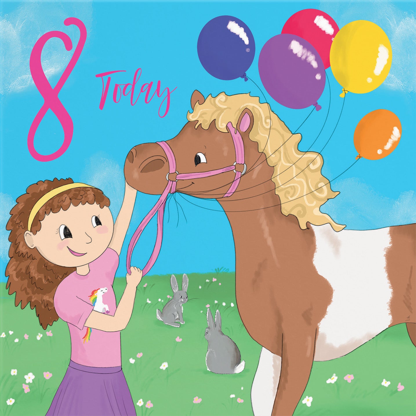 8th Birthday Card Girls Pony Happy Times - Default Title (B0B46KL29J)