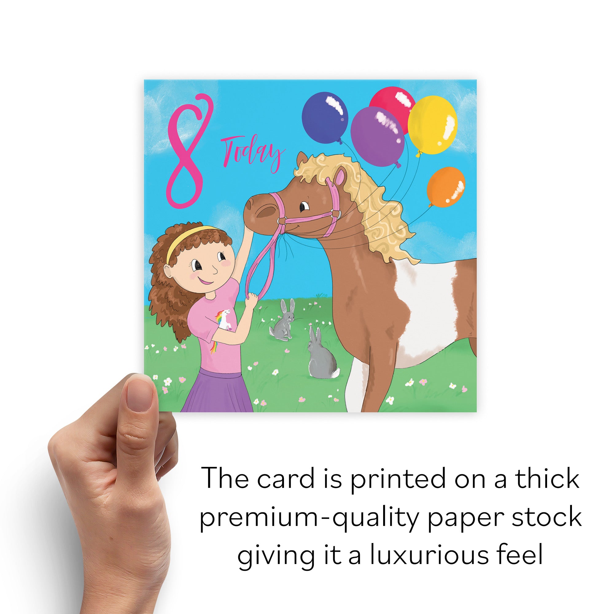 8th Birthday Card Girls Pony Happy Times - Default Title (B0B46KL29J)