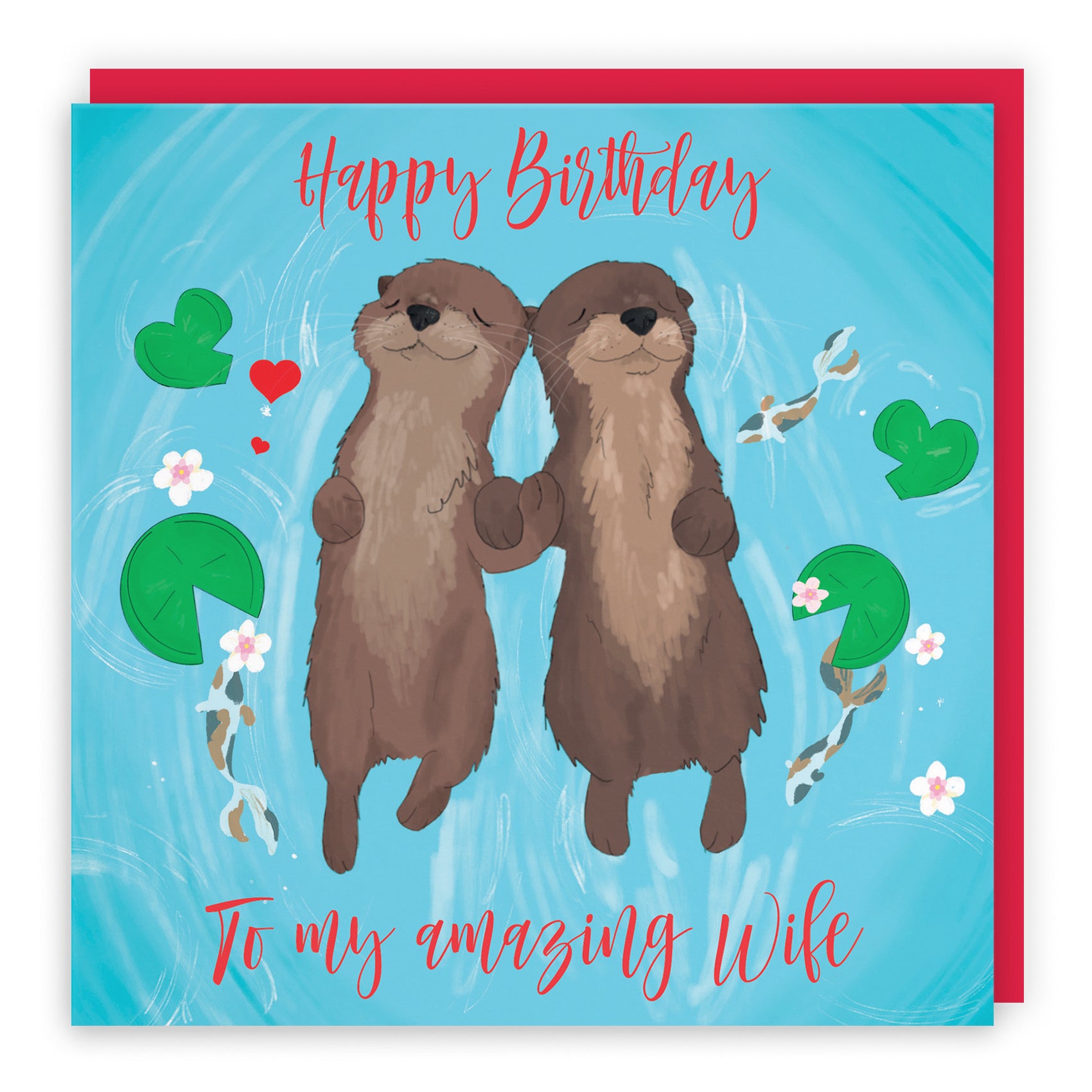 Wife Otters Birthday Card Cute Animals - Default Title (B0B46L47WC)